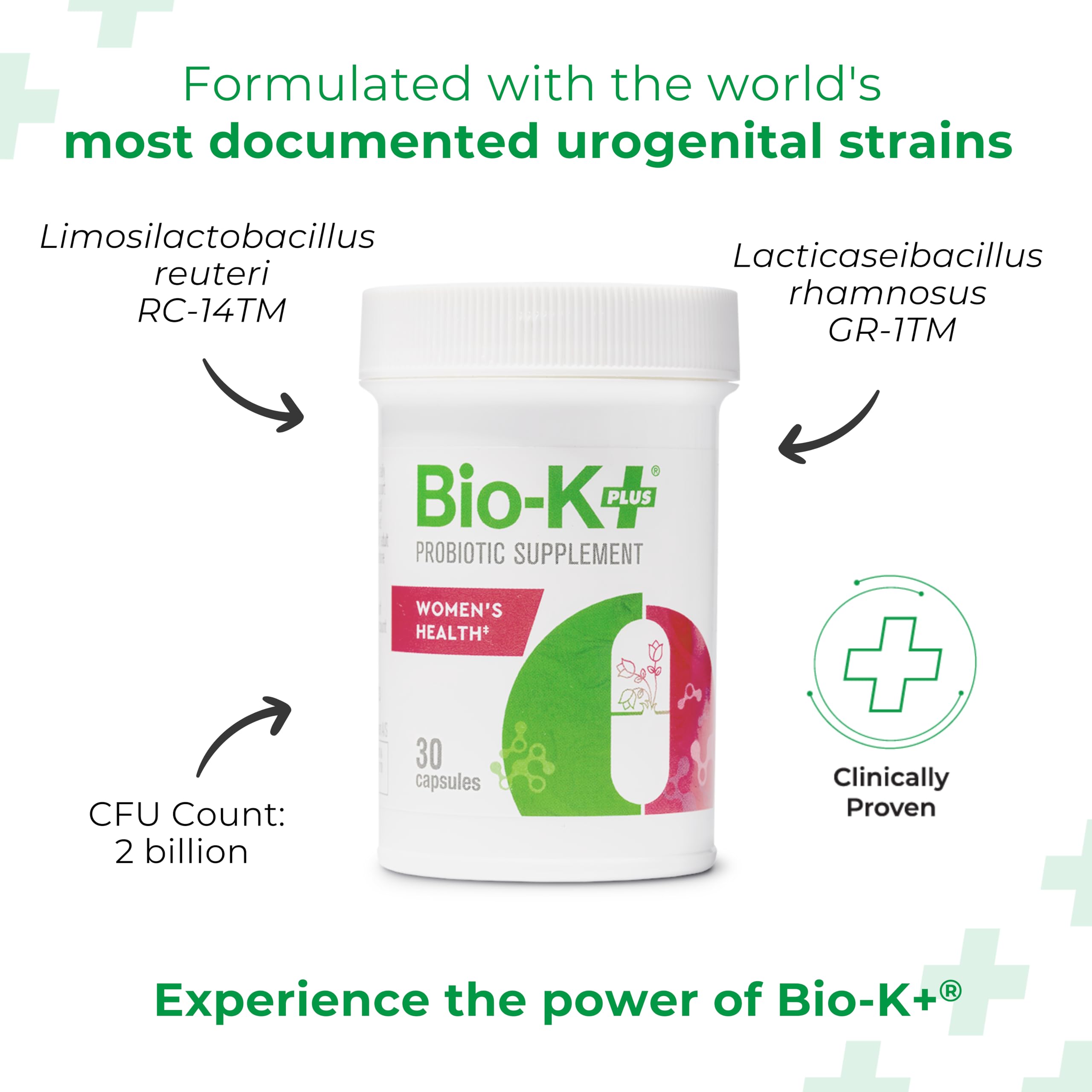 Bio-K+ Probiotic for Women support for Vaginal & Urinary Tract Health, Probiotic Supplement with 2 Billion CFU 2 Strains, Vegan, Shelf-Stable – 30 Capsules Bio-K Plus Au supplements