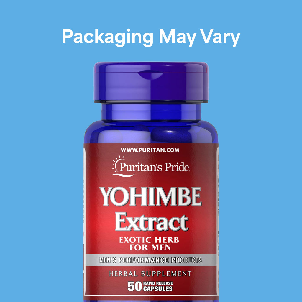 Puritan's Pride Yohimbe Exotic Herb for Men 250 mg (1000mg Equivalent), Dietary Supplement, 50 Rapid Release Capsules