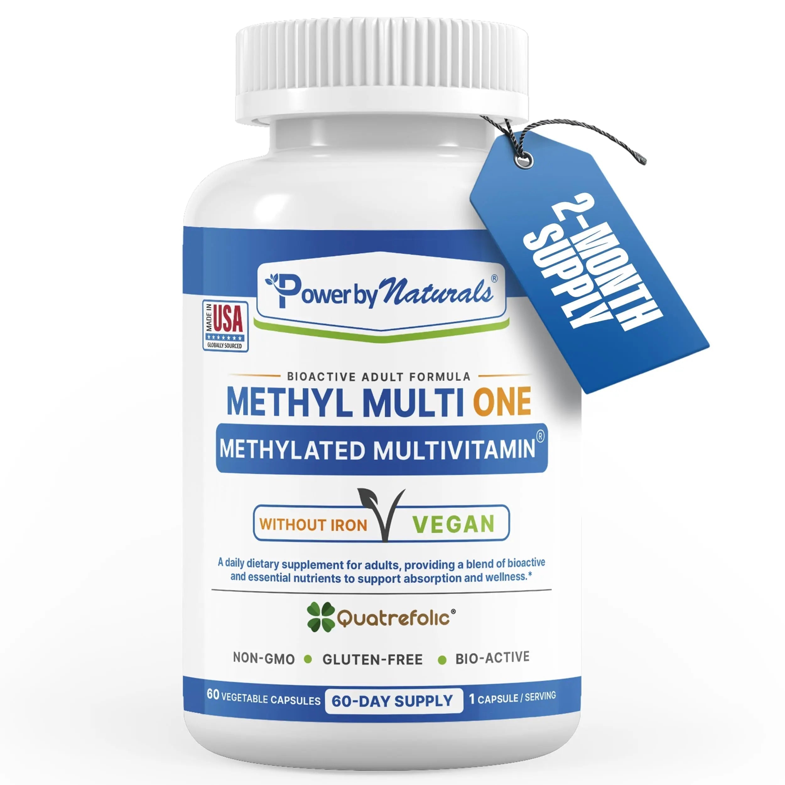 Power By Naturals Methyl Multi One - Iron-Free Methylated Multivitamin with Quatrefolic 5-MTHF, Active B12, P5P, CoQ10 & Zinc for MTHFR Support Power By Naturals Au supplements