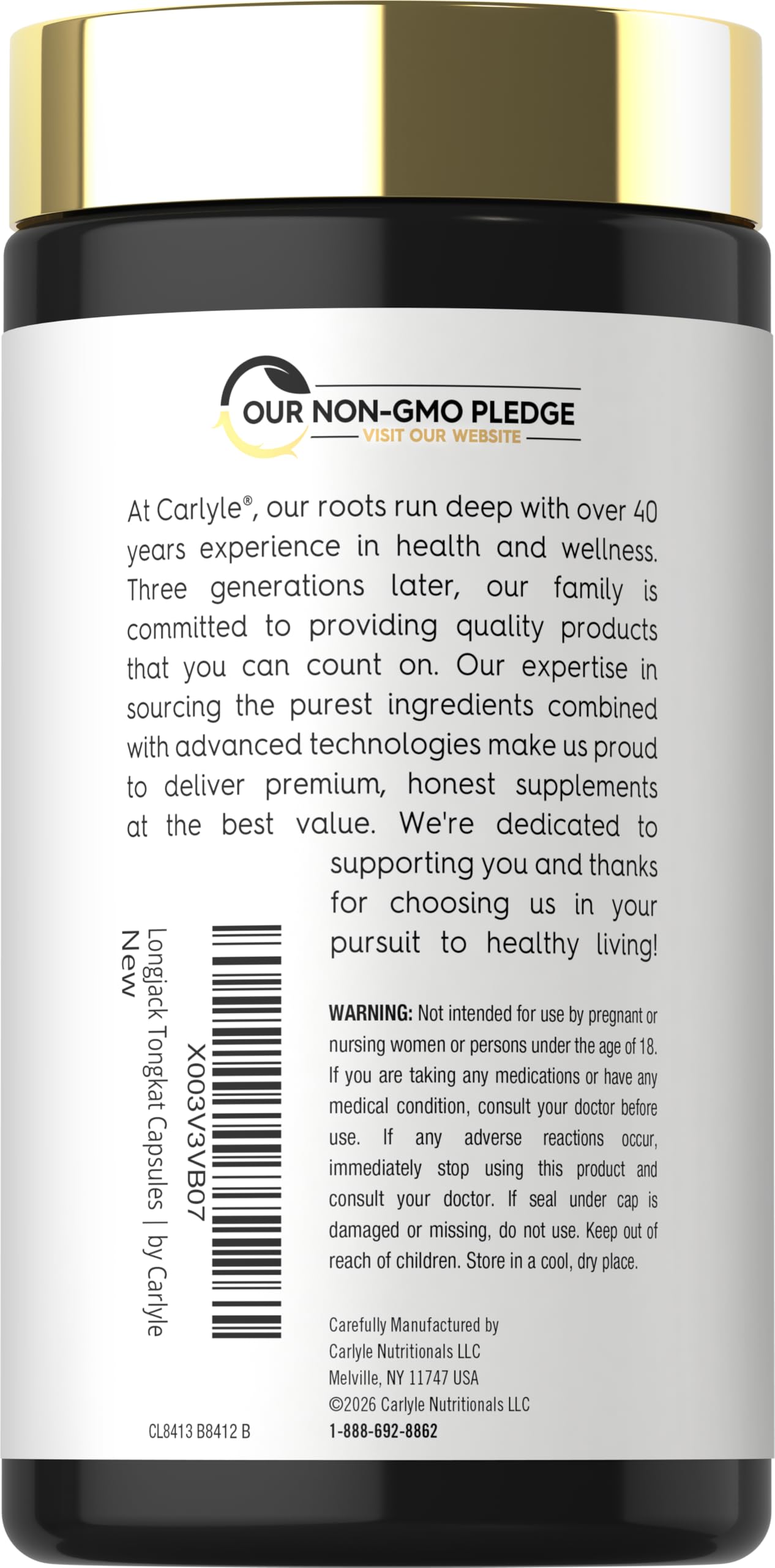 Carlyle Tongkat Ali | 180 Quick Release Capsules | Non-GMO and Gluten Free Supplement