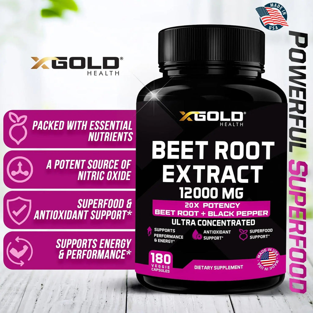 Beet Root Extract Capsules - 12000mg 20x Concentrated Beet Root Capsules Supplement X Gold Health Au supplements