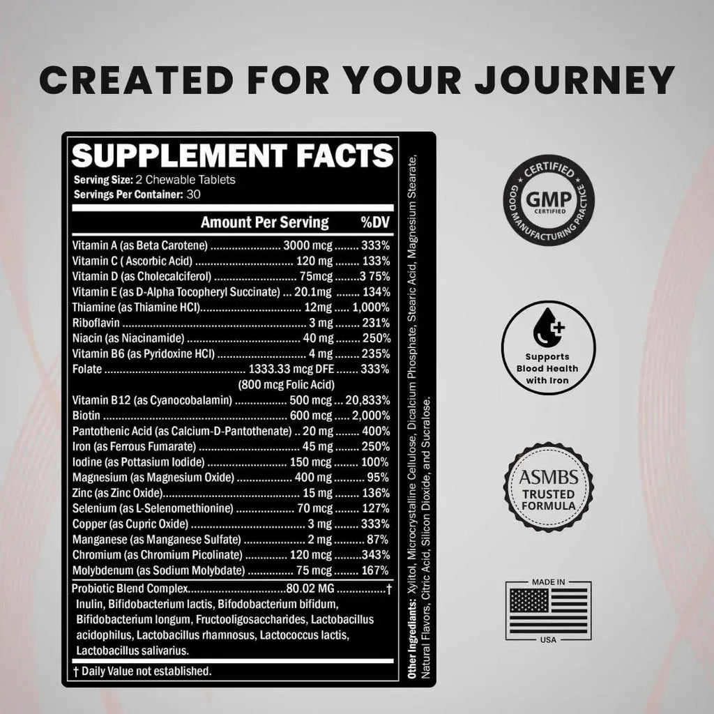 Journey Bariatric Multivitamin with Probiotics & Iron – Chewable, Berry (60 Count) Journey Bariatric Vitamins Au supplements