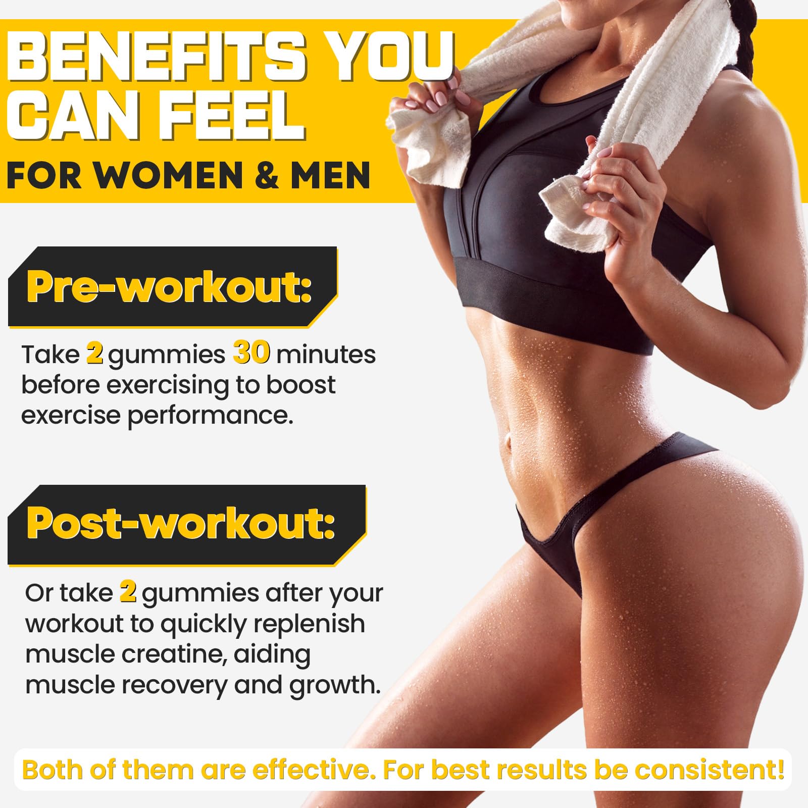 (180 Count) Creatine Monohydrate Gummies for Men & Women - Creatine Pre Workout Gummies for Muscle Builder, Muscle Strength, Recovery, Endurance, Energy,