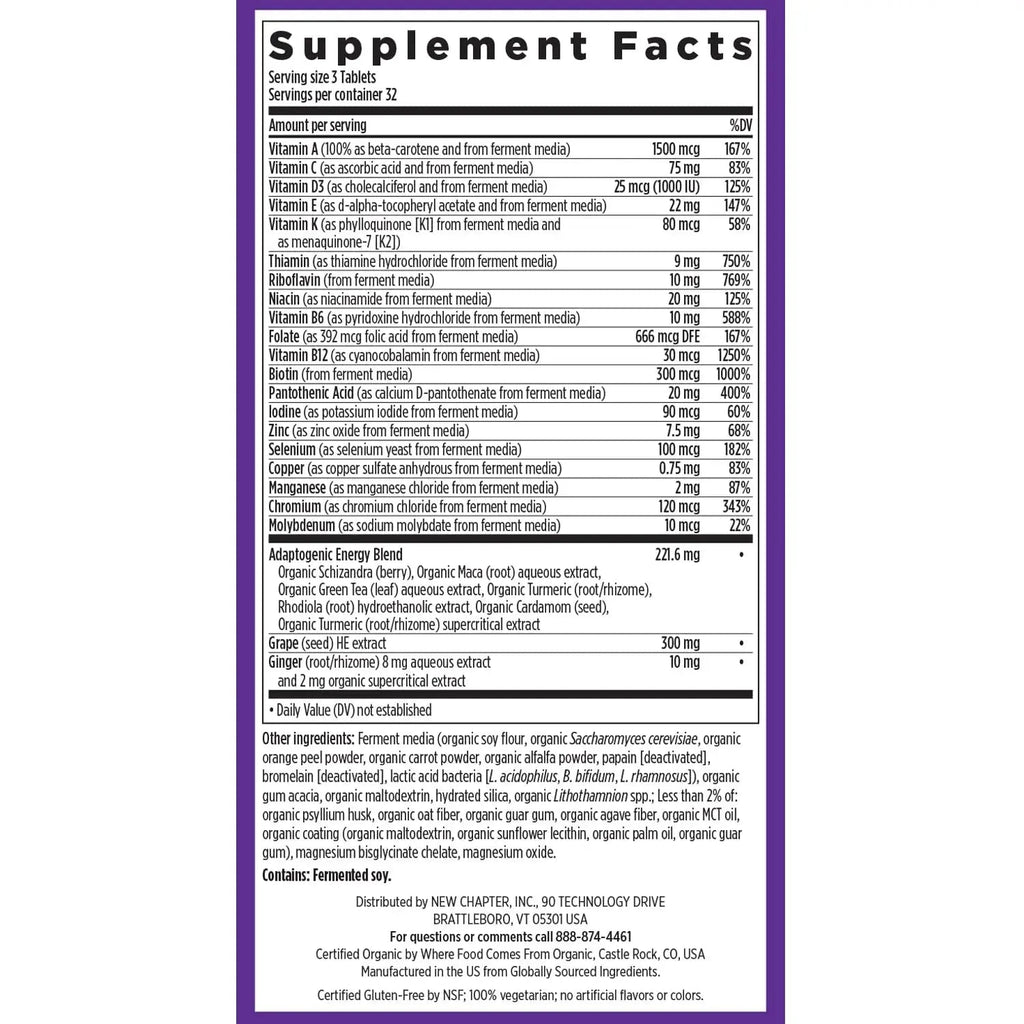 New Chapter Energy Supplement - Perfect Energy Multivitamin for Balanced Energy + Stress Support with B Vitamins + Vitamin D3 New Chapter Au supplements