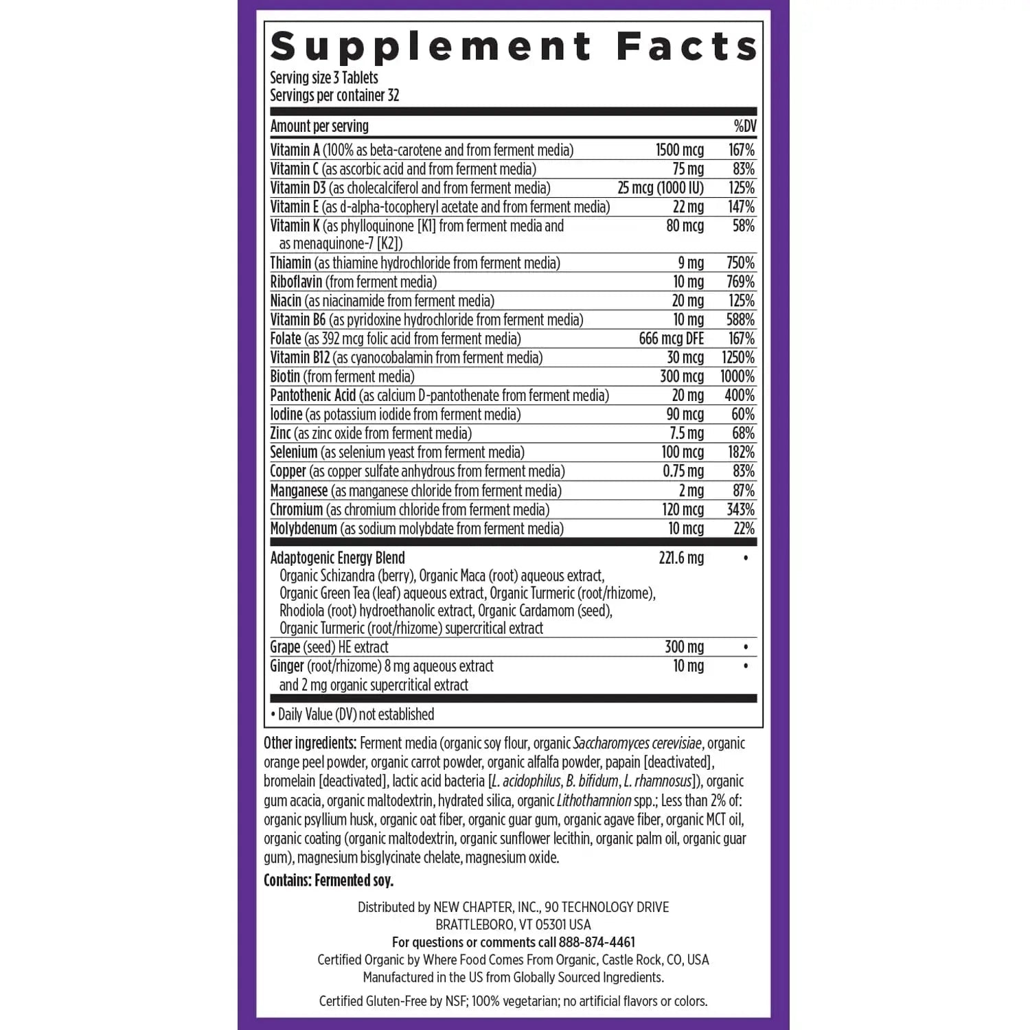 New Chapter Energy Supplement - Perfect Energy Multivitamin for Balanced Energy + Stress Support with B Vitamins + Vitamin D3 New Chapter Au supplements