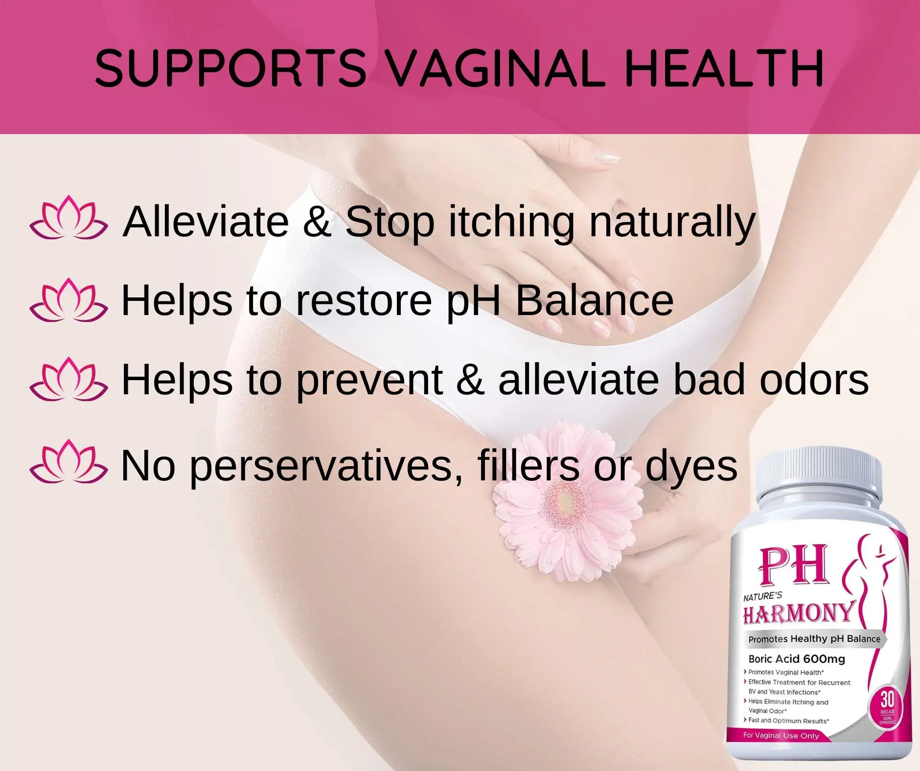 PURE PLANT HOME Boric Acid Suppositories Nature's Harmony 30 Count 600 mg 100% Pure Made in USA N'more Au supplements