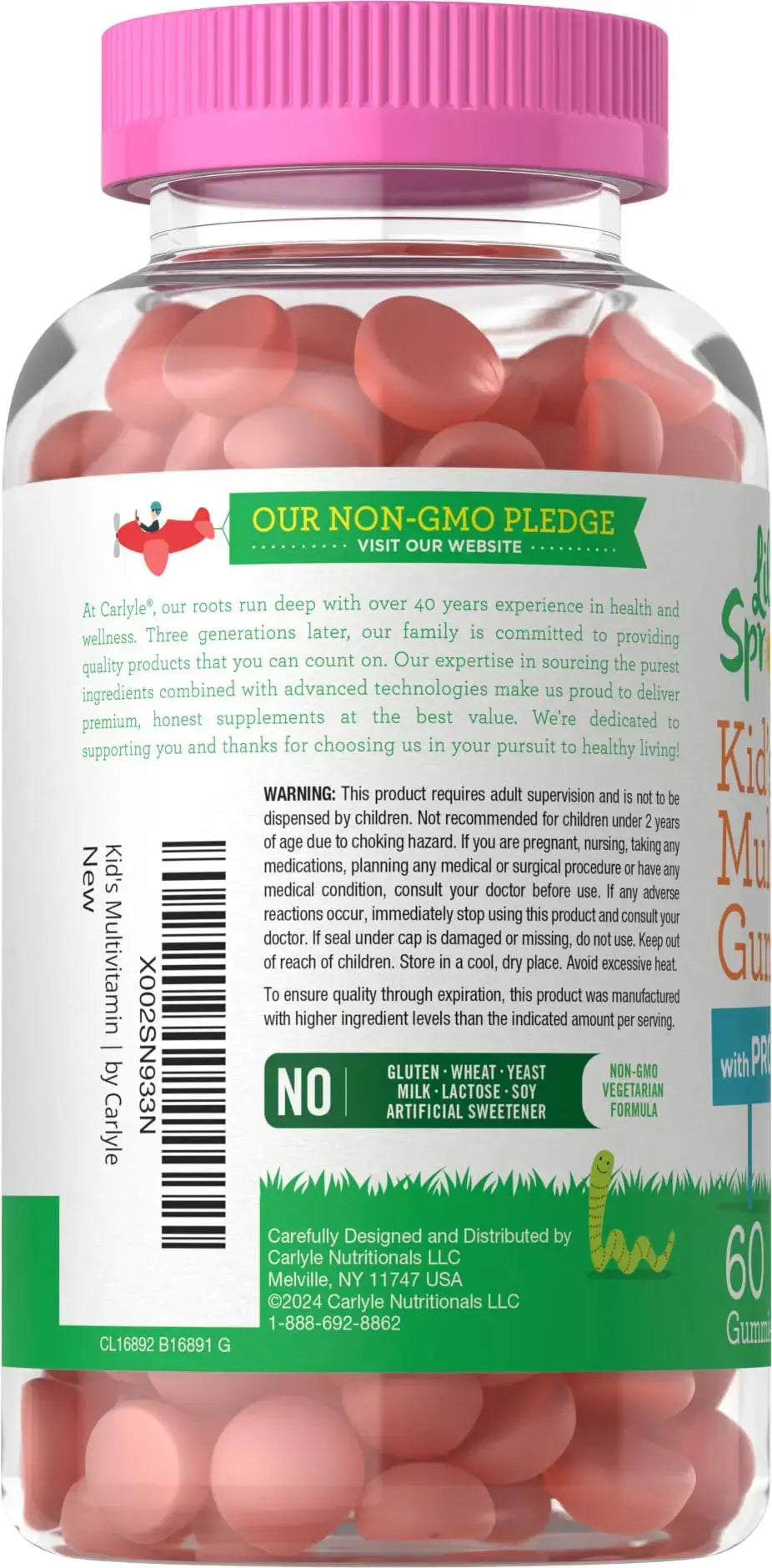 Carlyle Kids Multivitamin Gummies with Probiotics | 60 Chewables | Berry Flavor | Vegetarian, Non-GMO, Gluten Free Children's Supplement | by Lil' Sprouts | Carlyle Au supplements