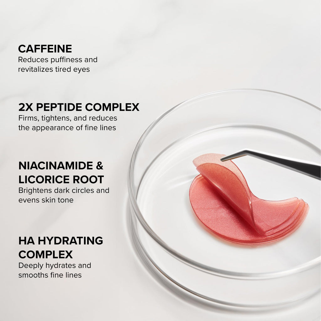 DRMTLGY Brightening Eye Masks – Biodegradable Hydrogel Under Eye Patches with Caffeine, Peptides, Hyaluronic Acid & Niacinamide