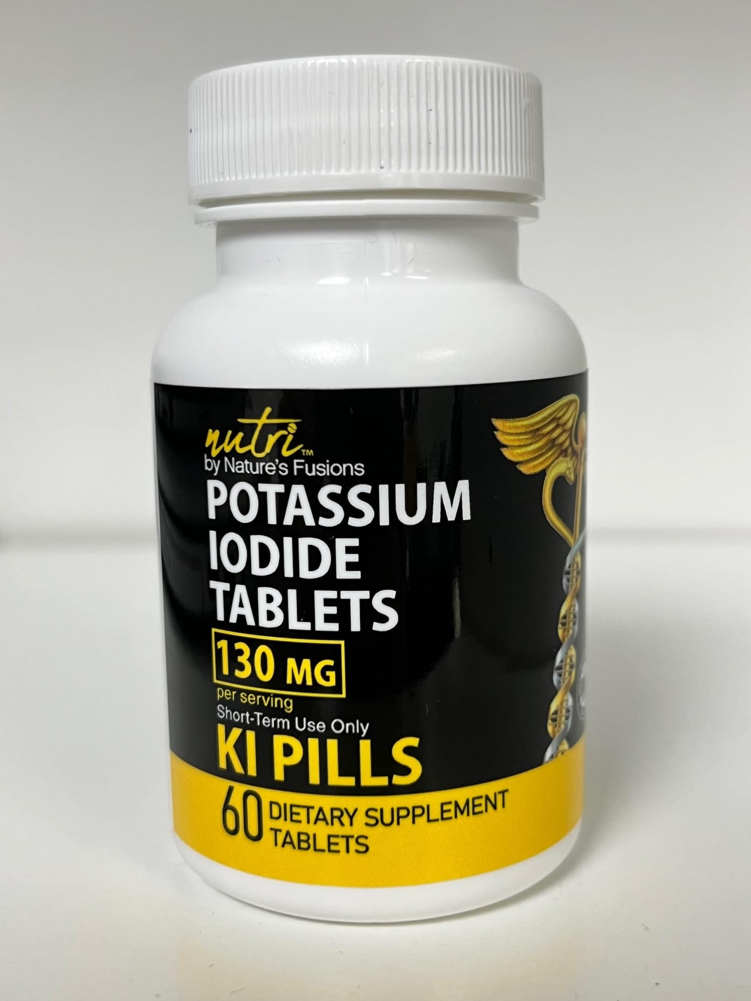 Potassium Iodide Tablets 130 mg - (60 Tablets) 10 Year Shelf-Life EXP 2034 to 2035 - Ki Pills - Yoduro de potasio - Nutri Supplements - 3rd Party Tested