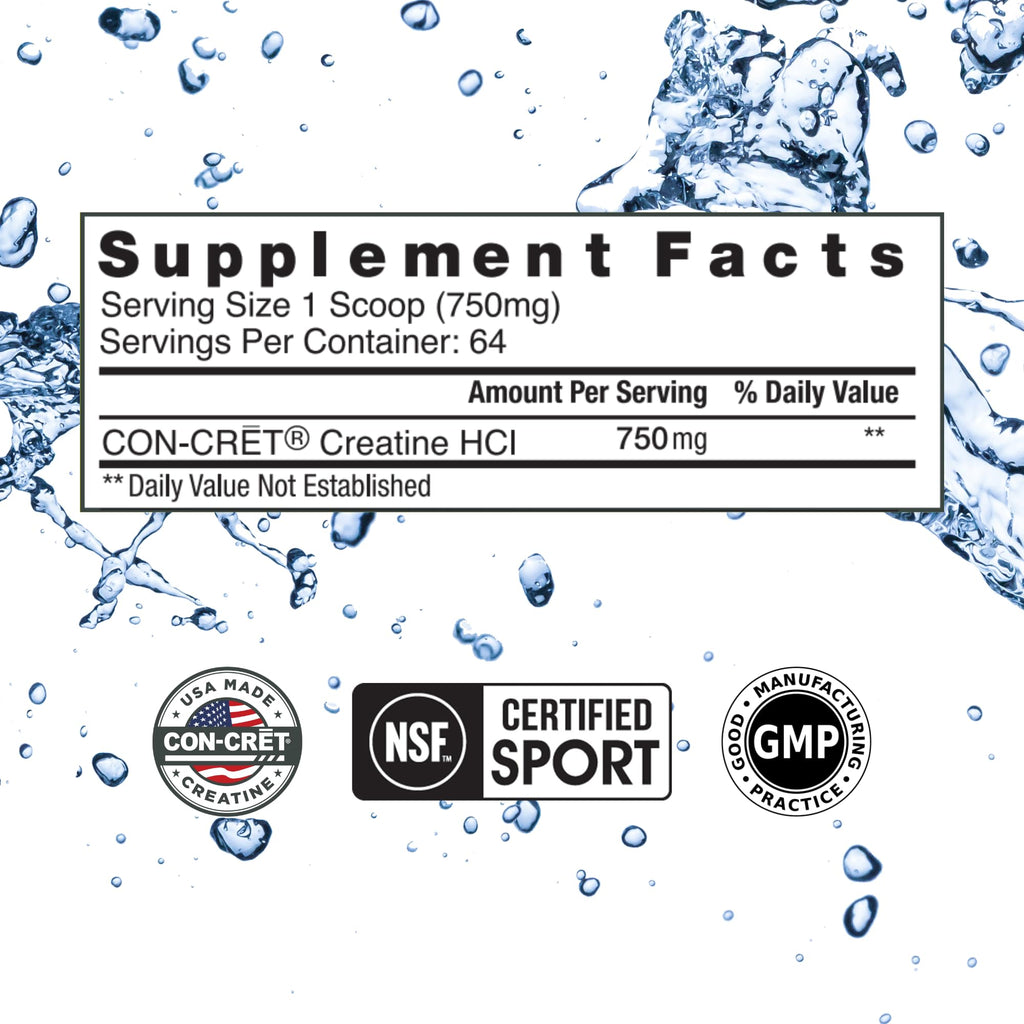 CON-CRET Creatine HCl Powder | Muscle, Cognitive, Cellular Energy Support | No Bloating or Cramps