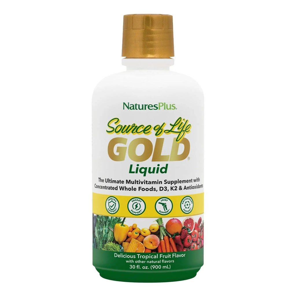 NaturesPlus Source of Life Gold Multivitamin Liquid - 30 oz - with Vitamins D3, B12 & K2 - Blood, Bone & Immune Support - Vegetarian & Gluten Free - 30 Servings NaturesPlus Au supplements
