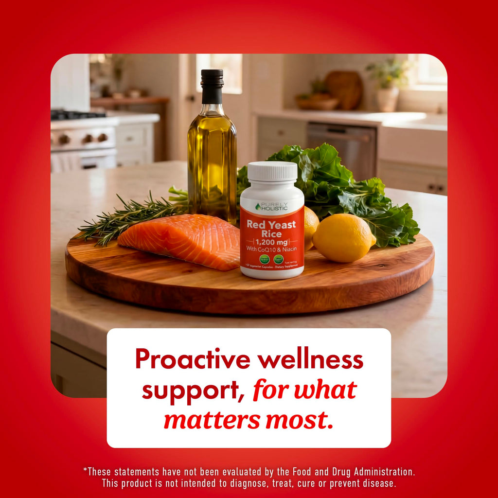 Red Yeast Rice with CoQ10 Supplement | Healthy Cholesterol Levels & Heart Health Support | Extra Strength Red Yeast Rice 1200 MG (600 MG Per Capsule) with Monakolin K