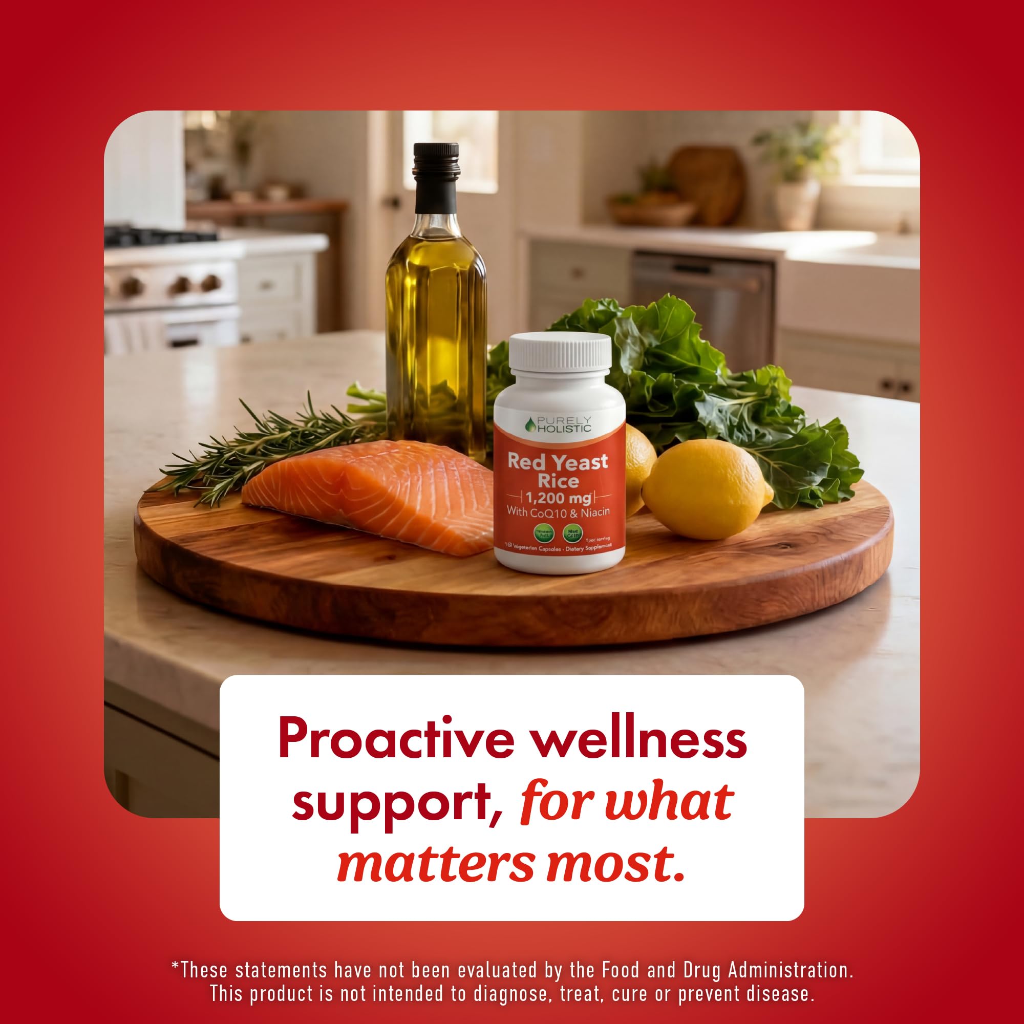 Red Yeast Rice with CoQ10 Supplement | Healthy Cholesterol Levels & Heart Health Support | Extra Strength Red Yeast Rice 1200 MG (600 MG Per Capsule) with Monakolin K