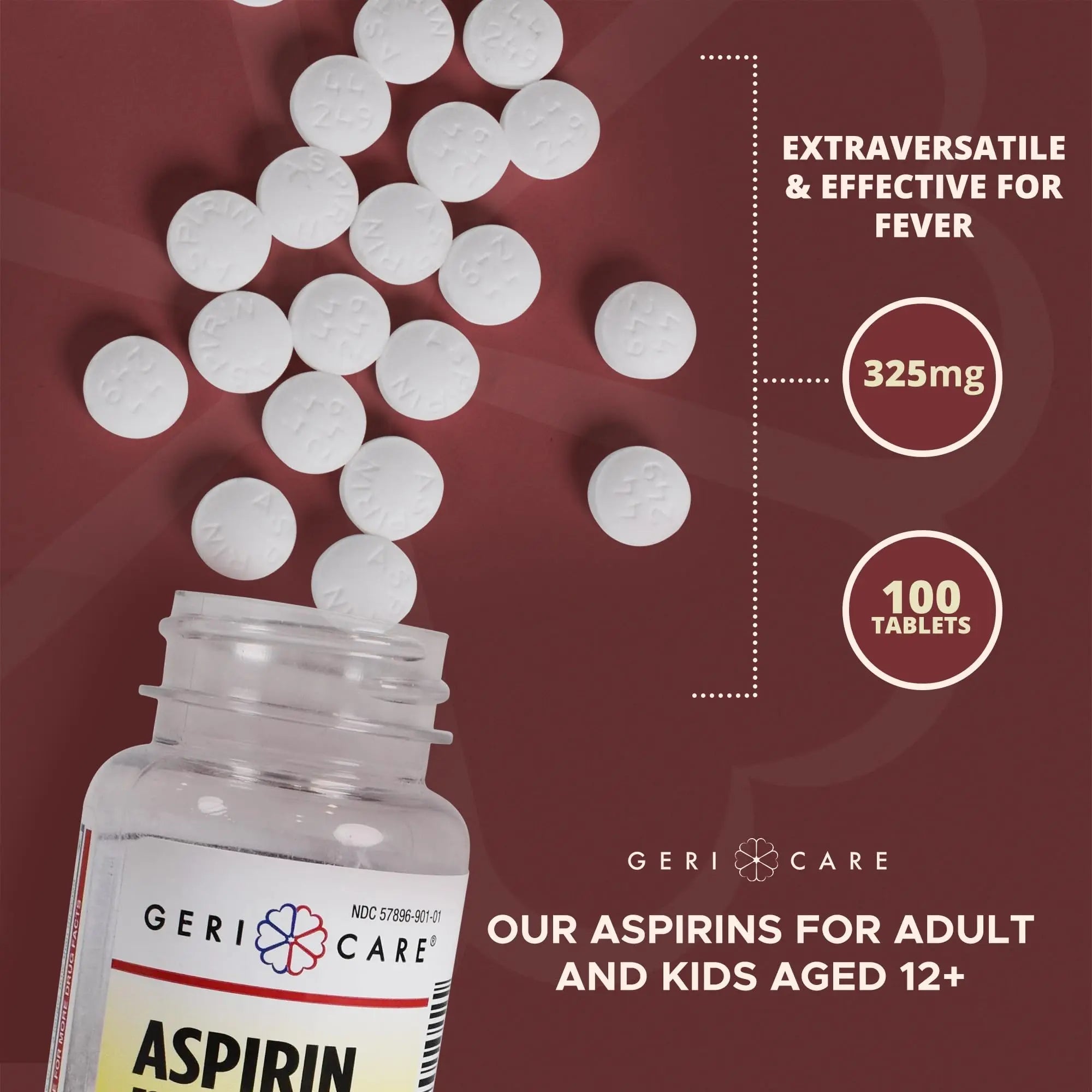 GeriCare Bottled Aspirin 325mg 100 Count Bottle (Pack of 1) GeriCare Au supplements