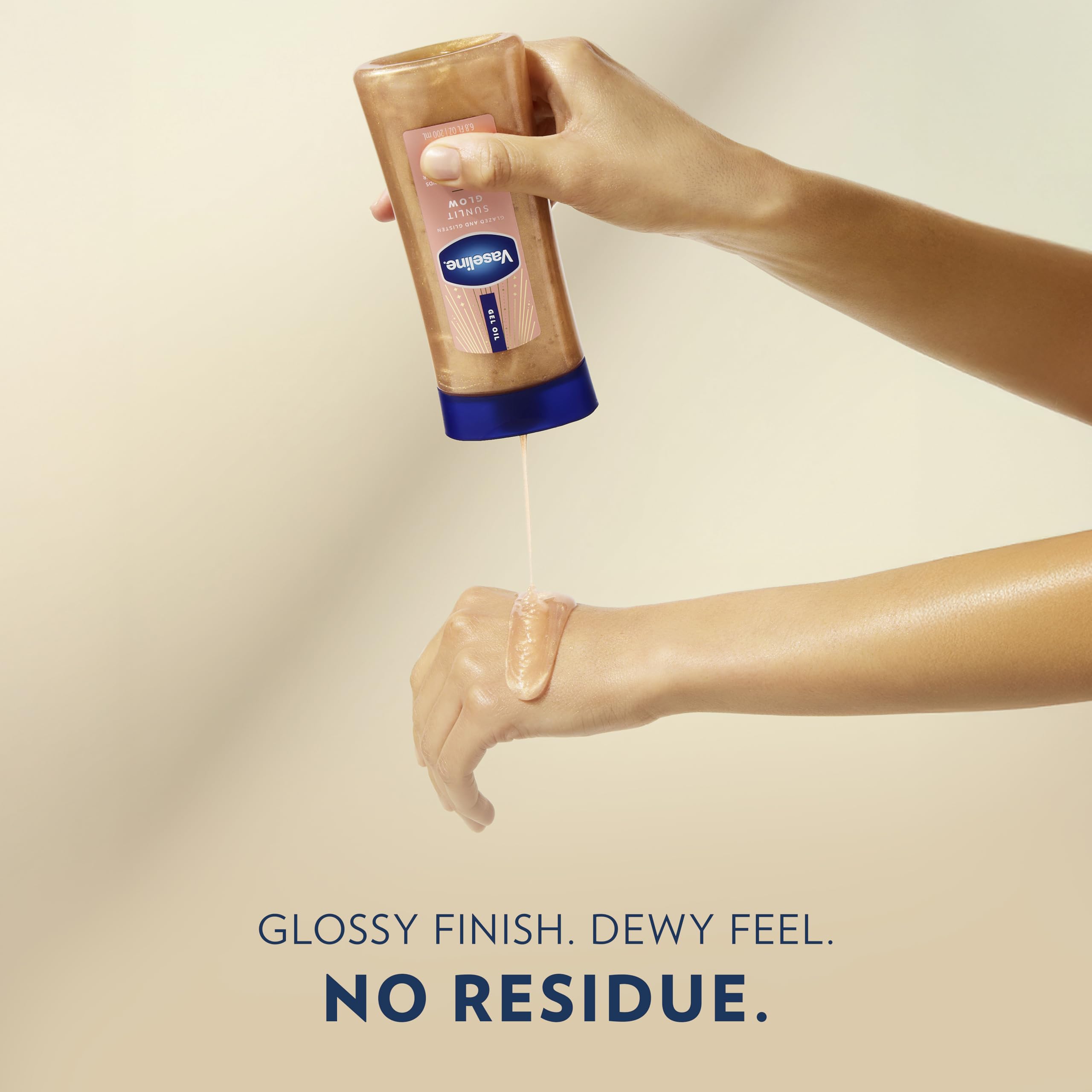 Vaseline Glazed and Glisten Sunlit Glow Body Gel Oil Vanilla Cocoa Shimmering with Ultra-Hydrating Lipids