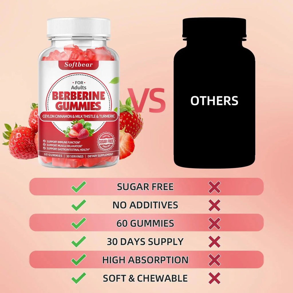 softbear Berberine with Ceylon Cinnamon Gummies-99% Purity Berberine HCL Supplements softbear Au supplements