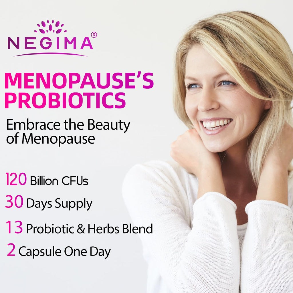 Negima Menopause Supplements for Women, 120 Billion CFUs Probiotics for Women, 13-in-1 Herbs & Botanicals Complex, for Menopause - 60 Caps Negima Au supplements