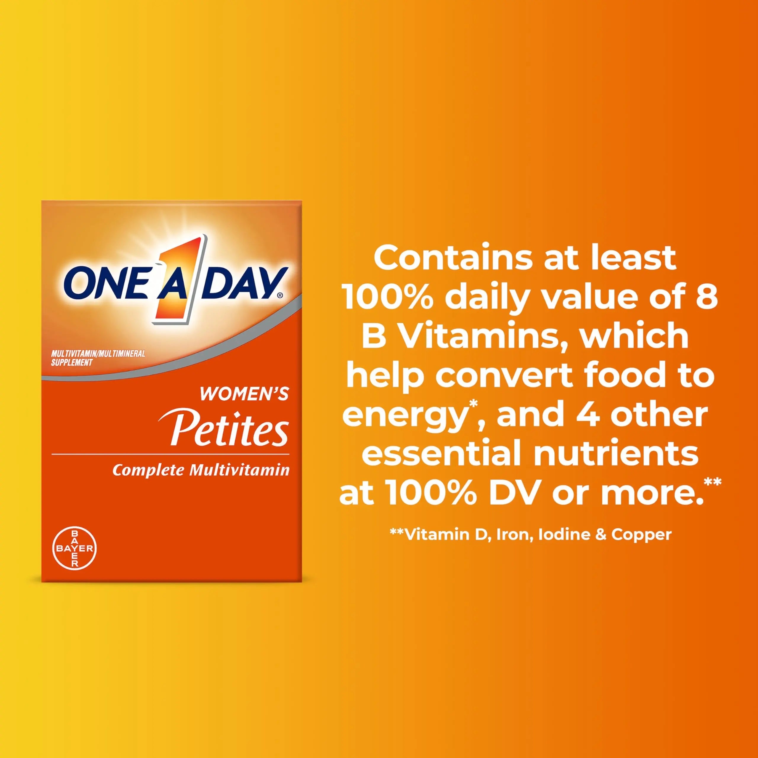 One A Day Women’s Petites Multivitamin,Supplement with Vitamin A, C, D, E and Zinc for Immune Health Support, B Vitamins, Biotin, Folate (as folic acid) ONE A DAY Au supplements