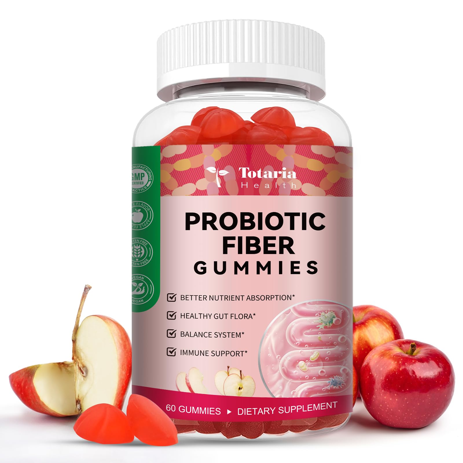 9-in-1 Probiotic Prebiotic Fiber Gummies for Adults & Teens 16G Fiber per Serving, Psyllium Husk Fiber Supplement with 5 Billion CFU Bacillus Coagulans