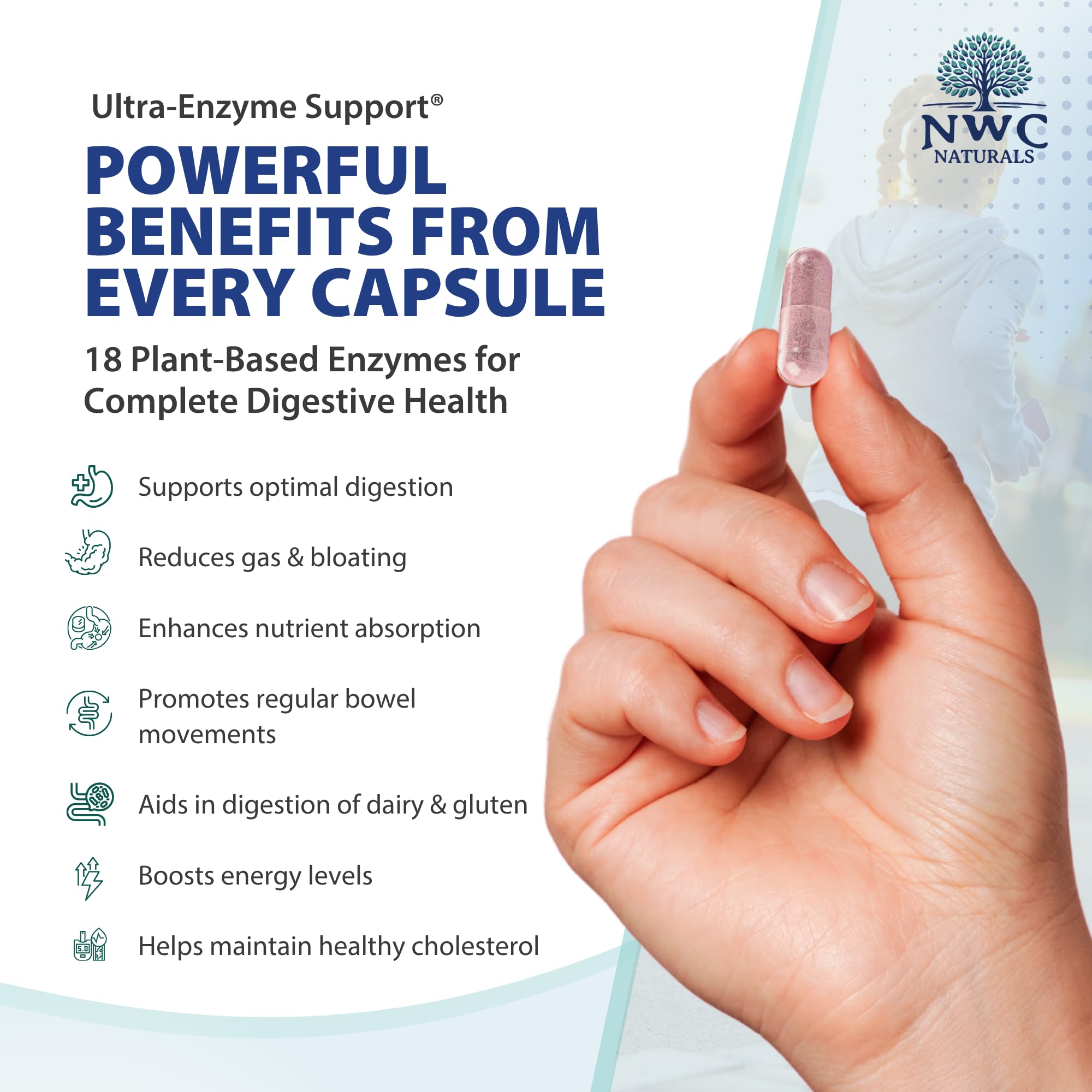 NWC Naturals Ultra-Enzyme Support, Natural Digestive Supplement, Promotes Optimal Health and Digestion, 200 count Capsules