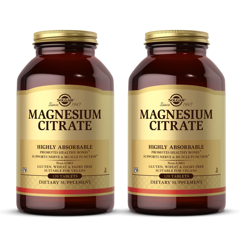 Solgar Magnesium Citrate - 120 Tablets, Pack of 2 - Promotes Healthy Bones, Supports Nerve & Muscle Function - Highly Absorbable - Non-GMO, Vegan, Gluten Free, Kosher - 120 Total Servings Solgar Au supplements
