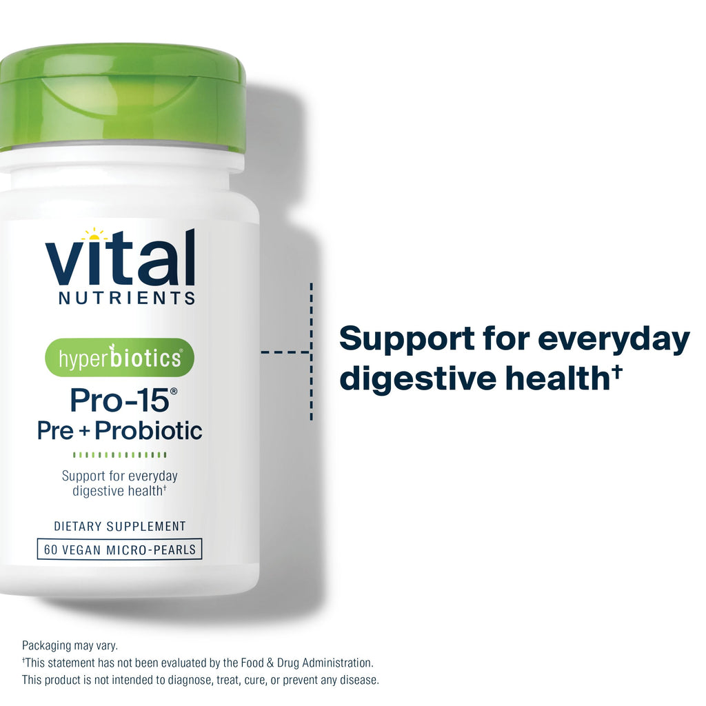 Hyperbiotics Vital Nutrients Pro-15 Prebiotics and Probiotics for Women and Men | 15 Science Backed Strains | Supports Occasional Constipation