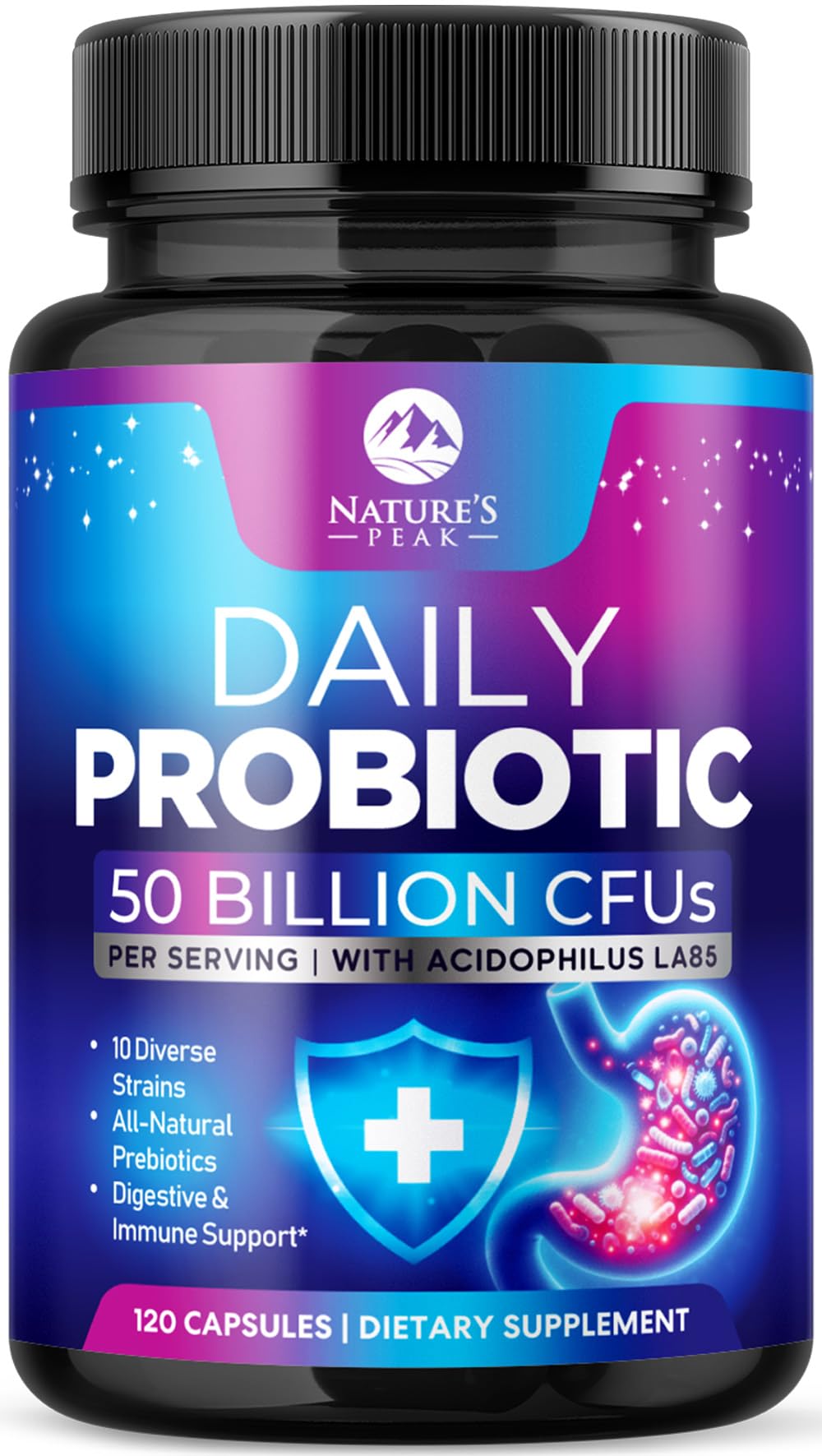 Probiotics 50 Billion CFU Per Serving - 10 Premium Strains + Digestive Enzymes & Prebiotics - Best Probiotic for Women & Men, Supports Immune,