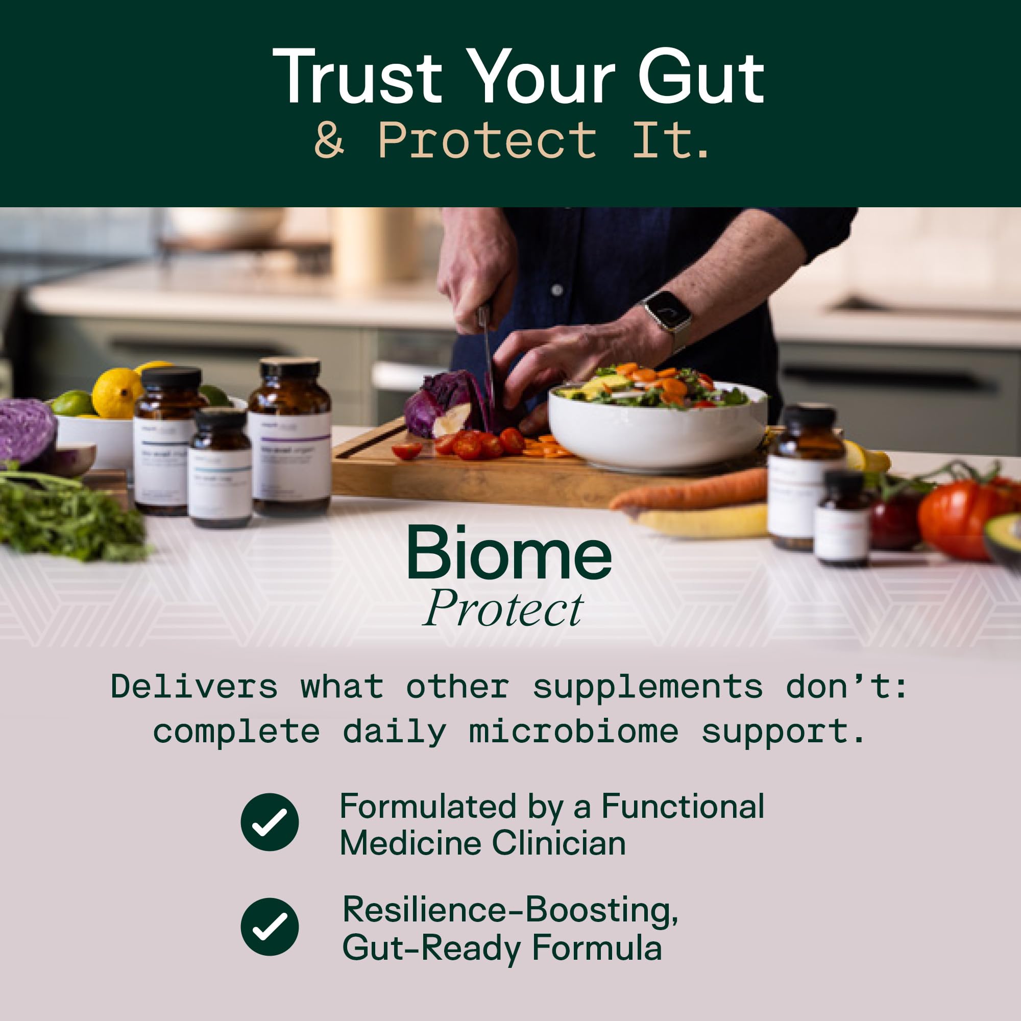 Adapt Naturals 4-in-1 Biome Protect Prebiotics, Probiotics Supplement Postbiotics & Polyphenols for Microbiome, Gut Health & Defense
