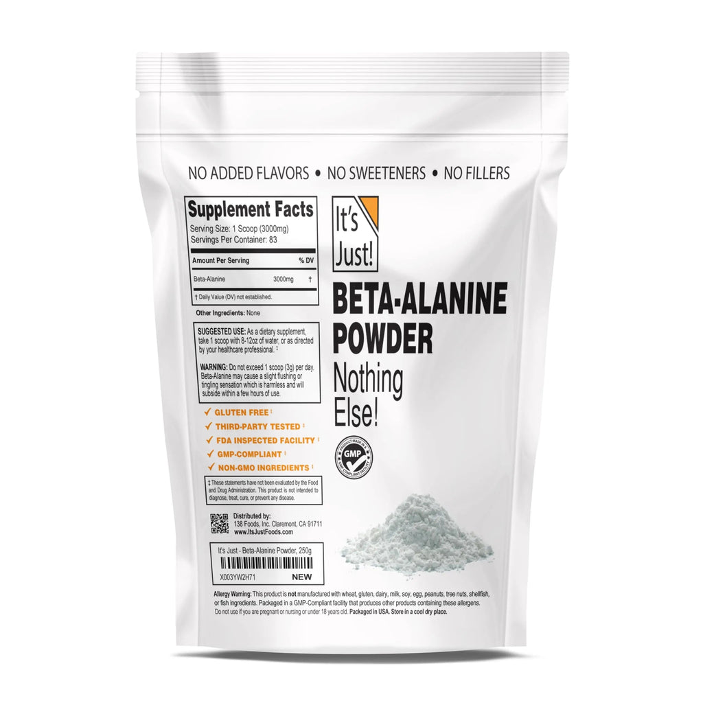 It's Just! - Beta-Alanine Powder, Pre-Workout Supplement, 250g Bulk, Unflavored It's Just! Au supplements