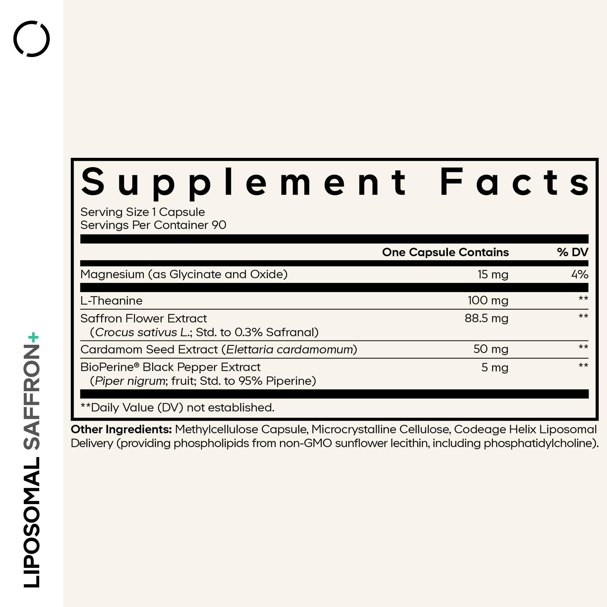 Codeage Liposomal Saffron+ Supplement - Saffron Extract, Magnesium, L-Theanine, Cardamom, BioPerine - 3-Month Supply - Kesar Spice, Liposomal Delivery - Non-GMO - 90 Capsules Codeage Au supplements