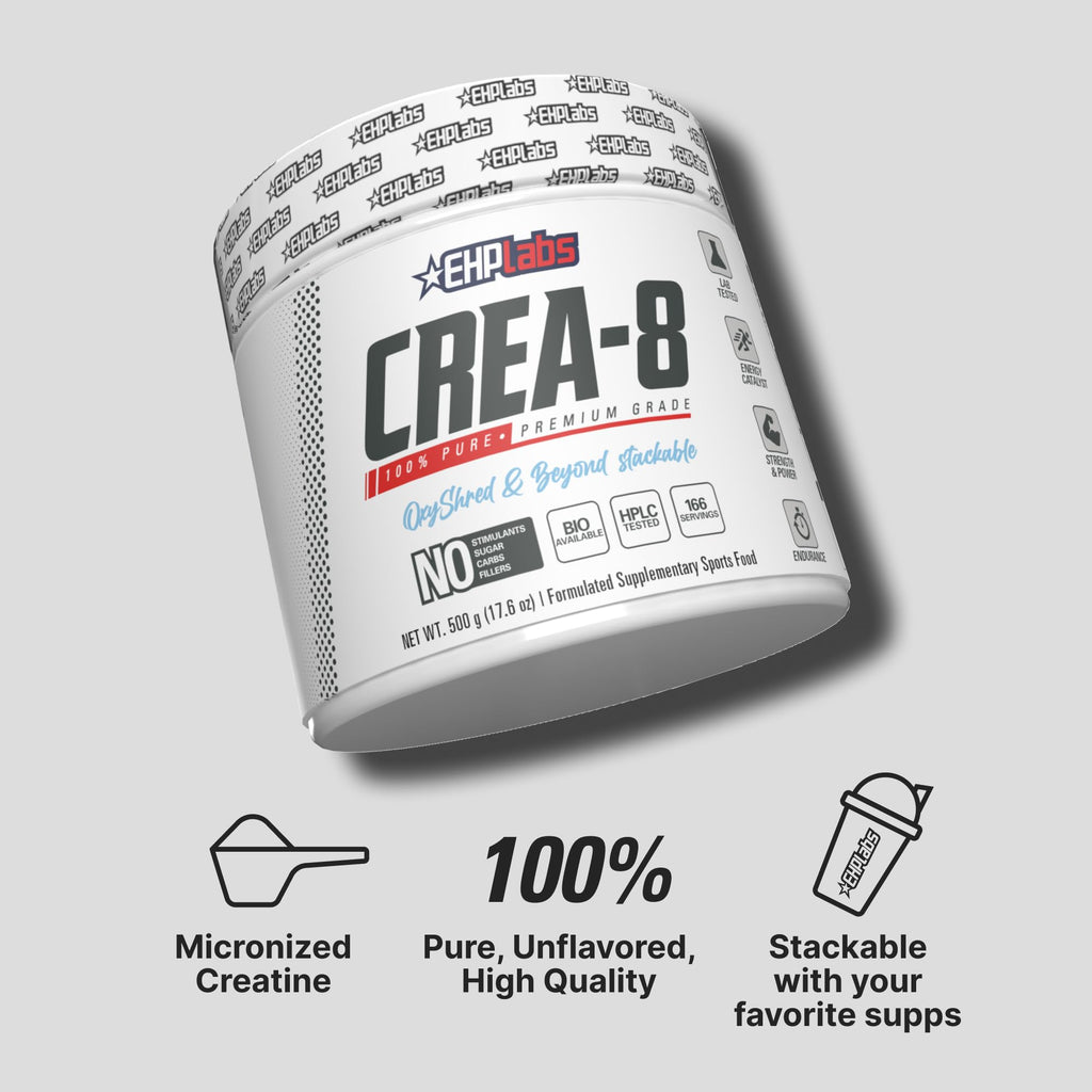 EHP Labs CREA-8 Micronized Creatine Monohydrate Powder - Unflavored Creatine Powder for Muscle Growth, Increased Strength, Enhanced Energy Output