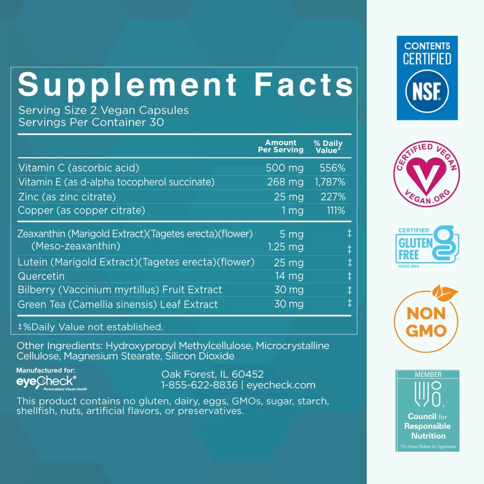 Natural Eye Health Vitamins with Bilberry Zeaxanthin Lutein - Macular Supp Eyecheck Au supplements