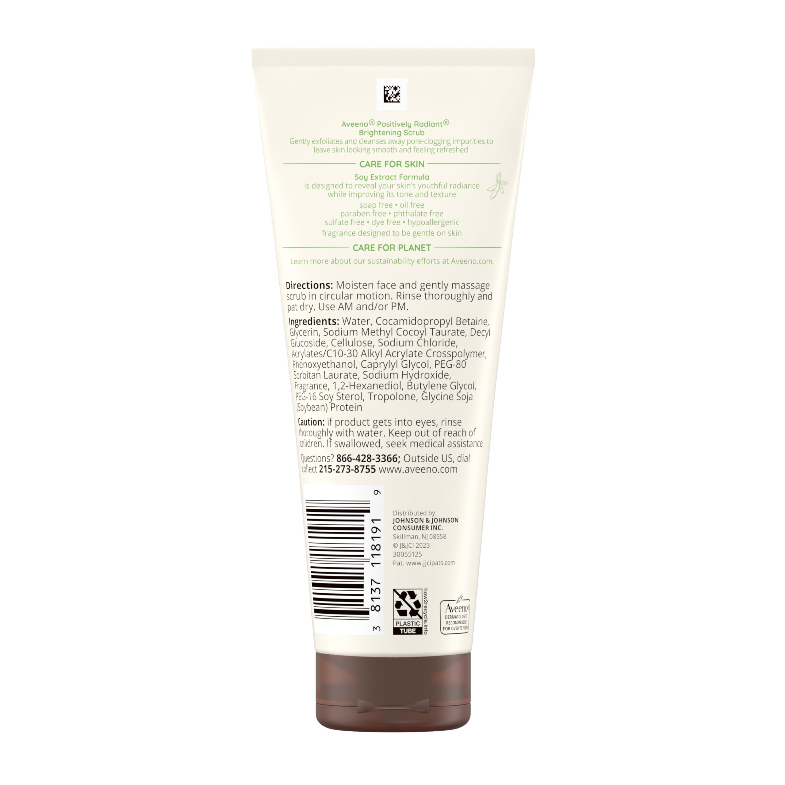 Aveeno Positively Radiant Skin Brightening Daily Facial Scrub with Moisture-Rich Soy Extract