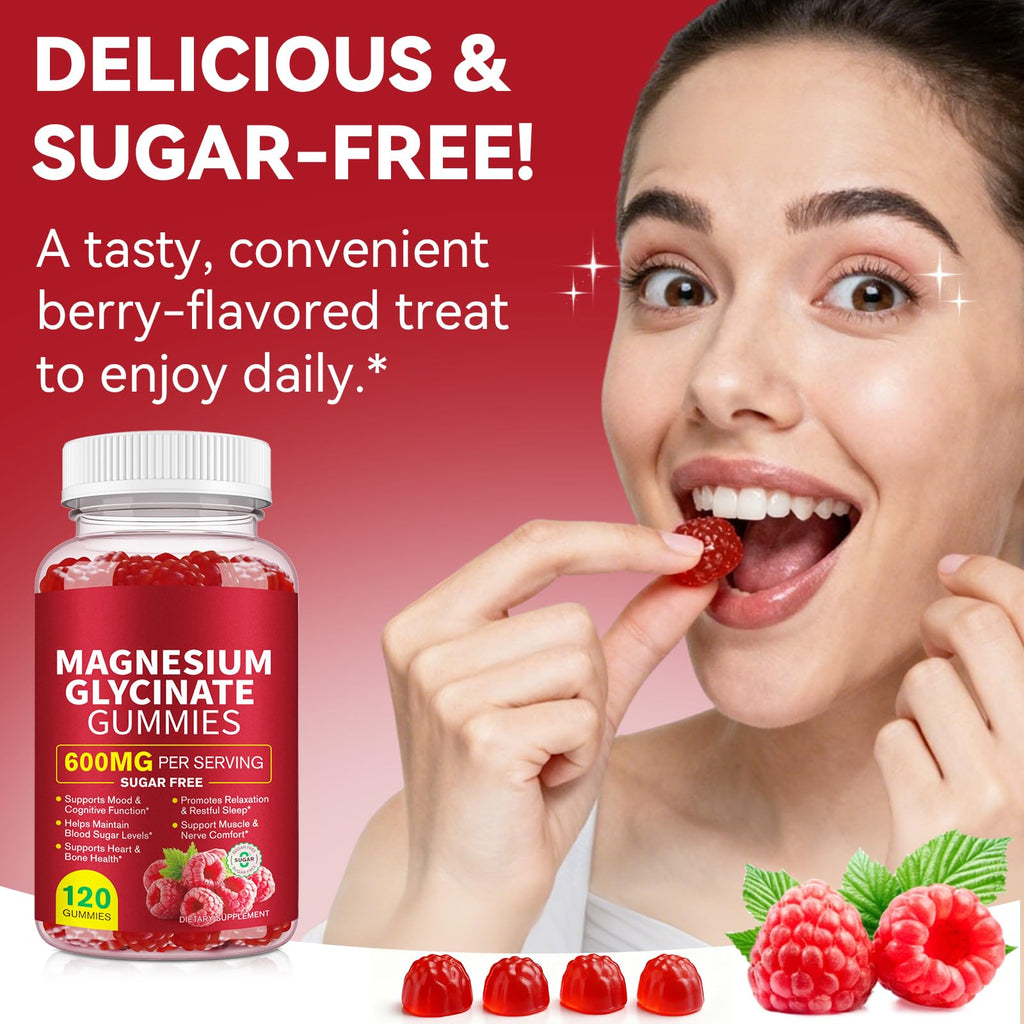 120 Count Magnesium Glycinate Gummies 600mg for Adults, Supports Relaxation, Magnesium Glycinate Chewable,