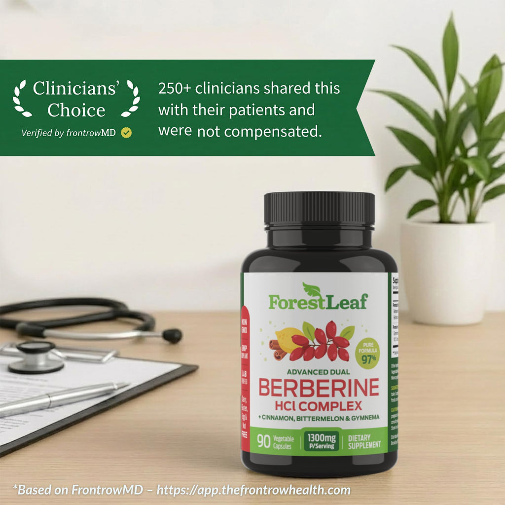 ForestLeaf Berberine Supplement - 1300mg per Serving - Ultra High Potency Berberine HCl with Ceylon Cinnamon, Bitter Melon & Gymnema
