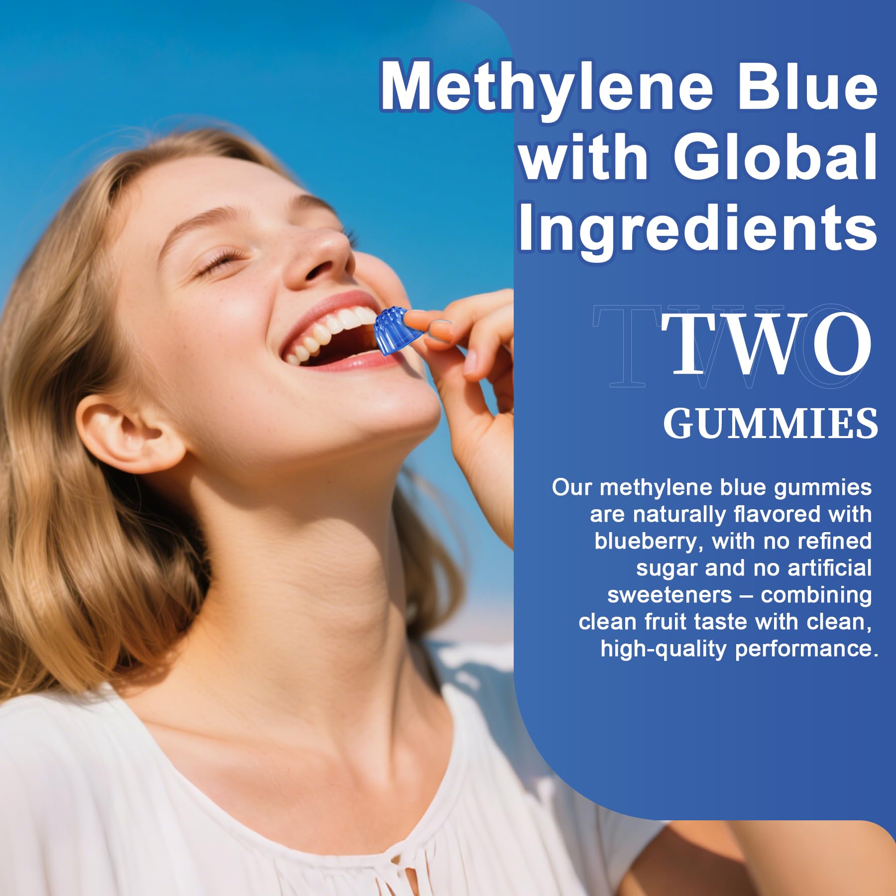 LILICARE Methylene Blue Gummies 7mg Per Serving for Humans | Upgraded Antioxidant & Brain Booster Supplement for Cognitive Function, Energy