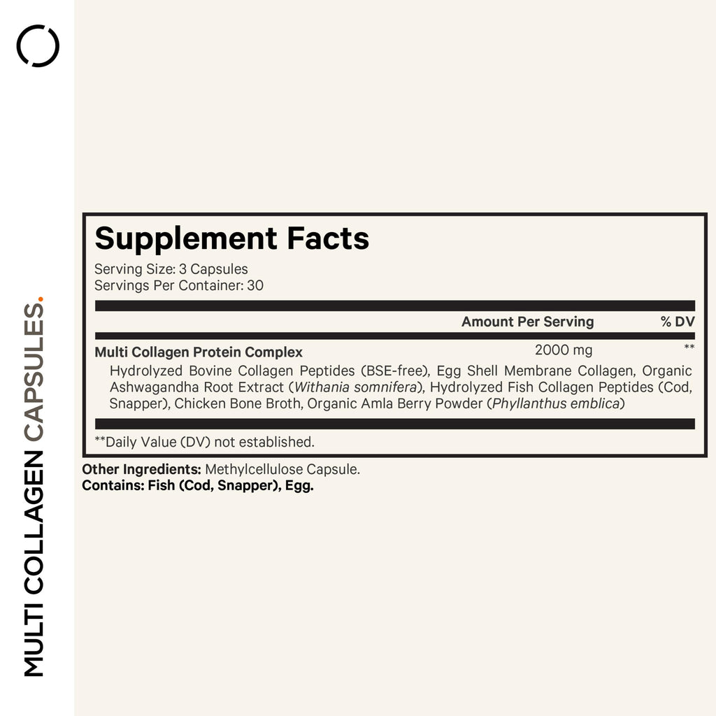 Codeage Multi Collagen Peptides Protein Capsules, 5 Collagen Types, Grass-Fed & Hydrolyzed Bovine Collagen Pills Supplement, Ashwagandha, Amla Berry Vitamins, Collagen Peptides - 90 Capsules Codeage Au supplements