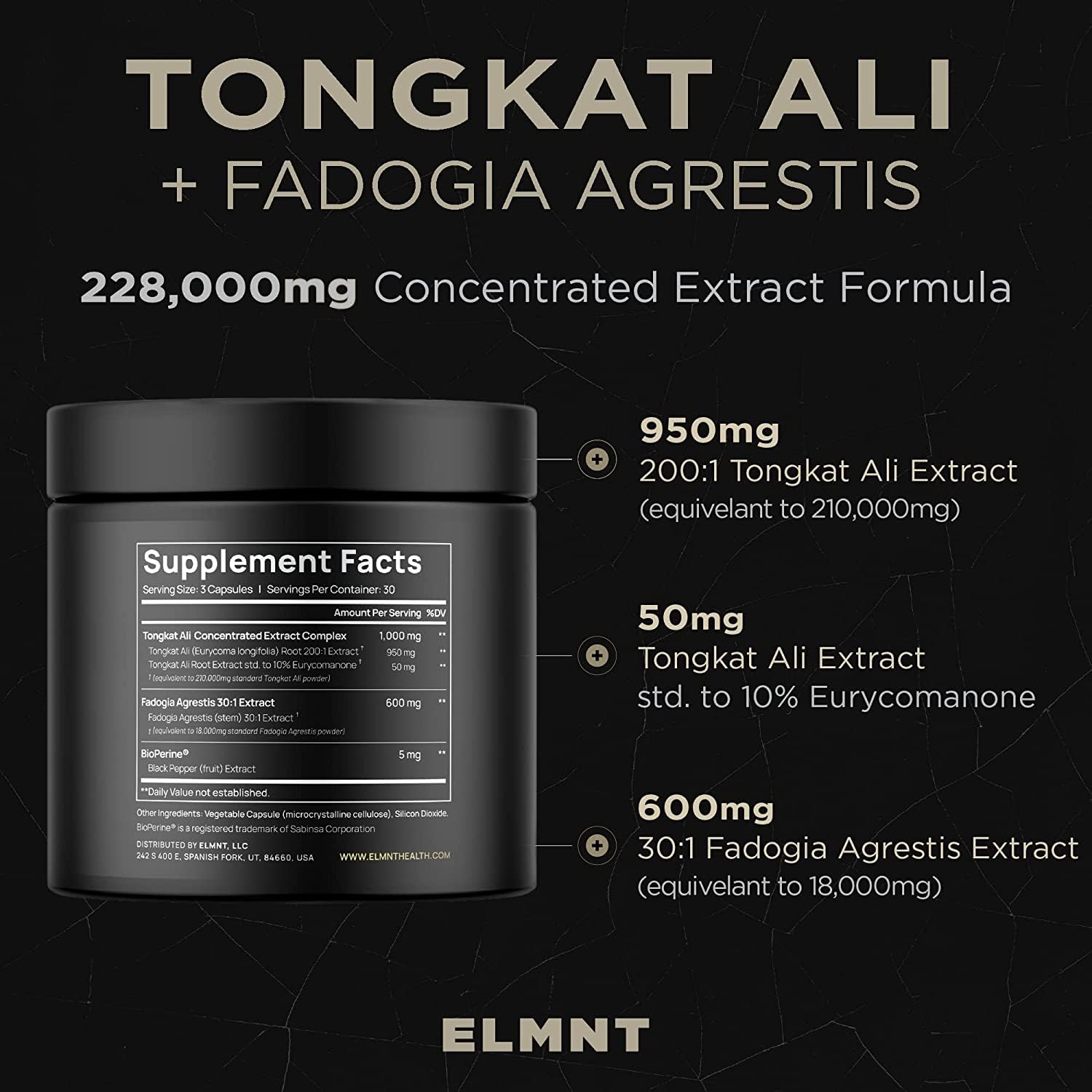 228,000mg 200x Strength Tongkat Ali for Men w. Fadogia Agrestis Extract - 10% Eurycomanone Longjack Highest Potency Fadogia Agrestis Tongkat Ali Supplement - Muscle Growth & Test Support Pills for Men TERRA ELMNT Au supplements