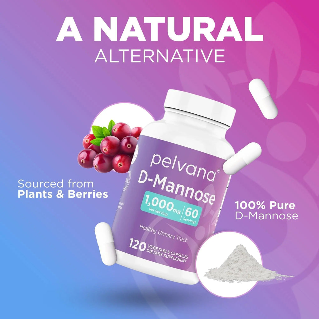 Pelvana D-Mannose 120 Capsules (500mg Each) – 1000mg per Serving – Assists & Maintains Healthy Urinary Tract, Flushes Impurities, Pure Ingredients, Gluten-Free – Third-Party Lab Tested, Made in USA Pelvana Au supplements