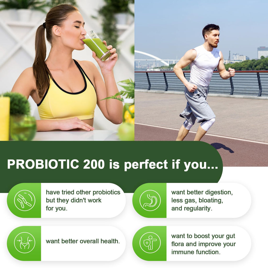 Probiotics for Women & Men, 200 Billion CFU 12 Strains with 3 Organic Prebiotics and Probiotics for Digestive Health Gut, Immune, Bloating & Gas, Energy, Overall Health, Shelf Stable - 2 Month Supply Cfuful Au supplements