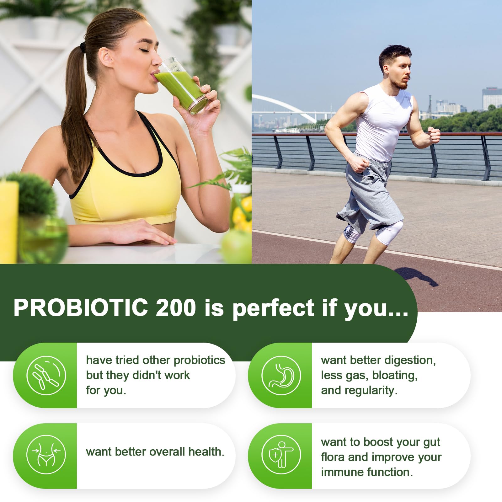 Probiotics for Women & Men, 200 Billion CFU 12 Strains with 3 Organic Prebiotics and Probiotics for Digestive Health Gut, Immune, Bloating & Gas, Energy, Overall Health, Shelf Stable - 2 Month Supply Cfuful Au supplements