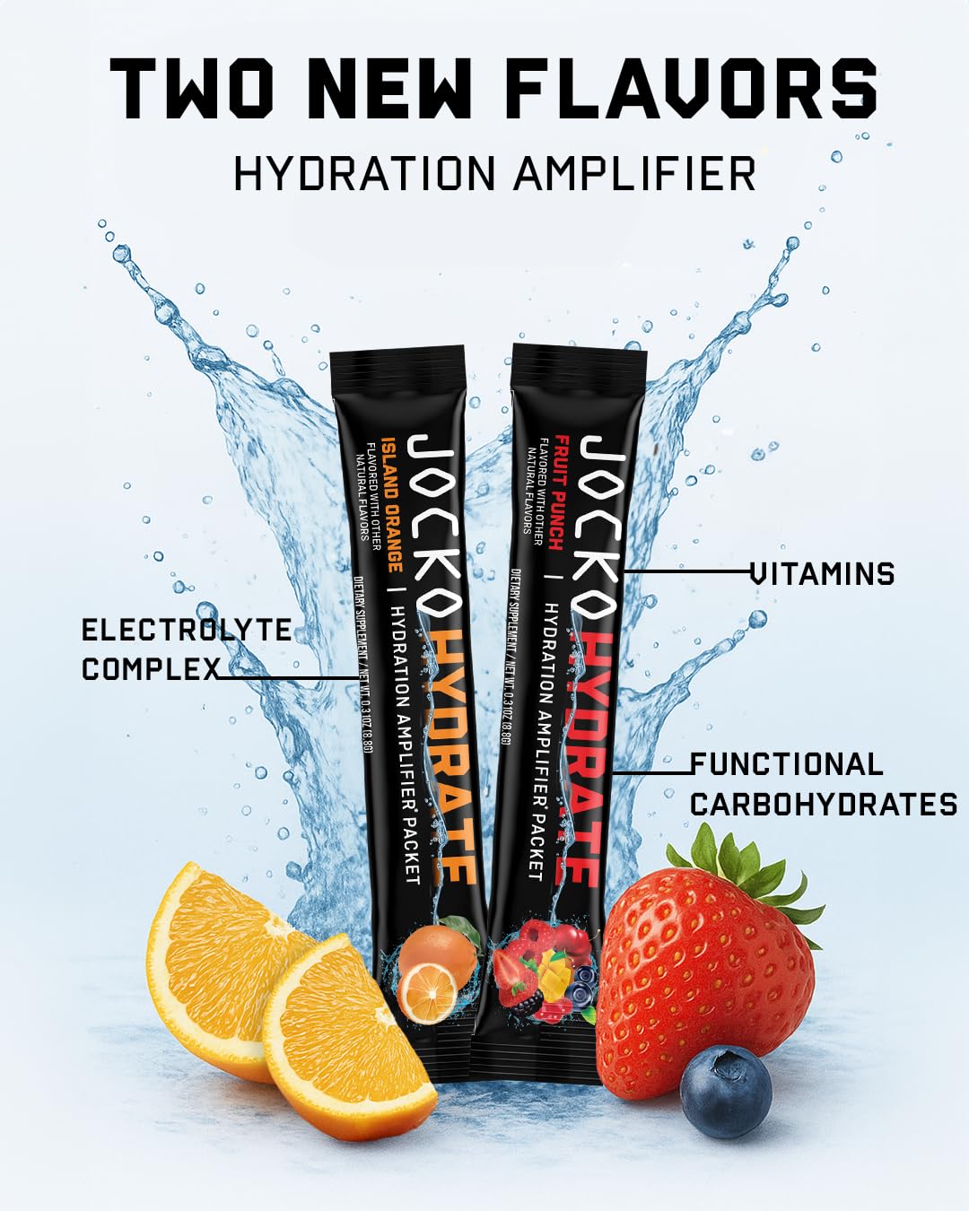Jocko Fuel Hydrate Electrolytes Powder Packets Low Sugar - Hydration Amplifier Packets for Recovery, Dehydration, & Exercise - with Vitamins B6, B12 & C