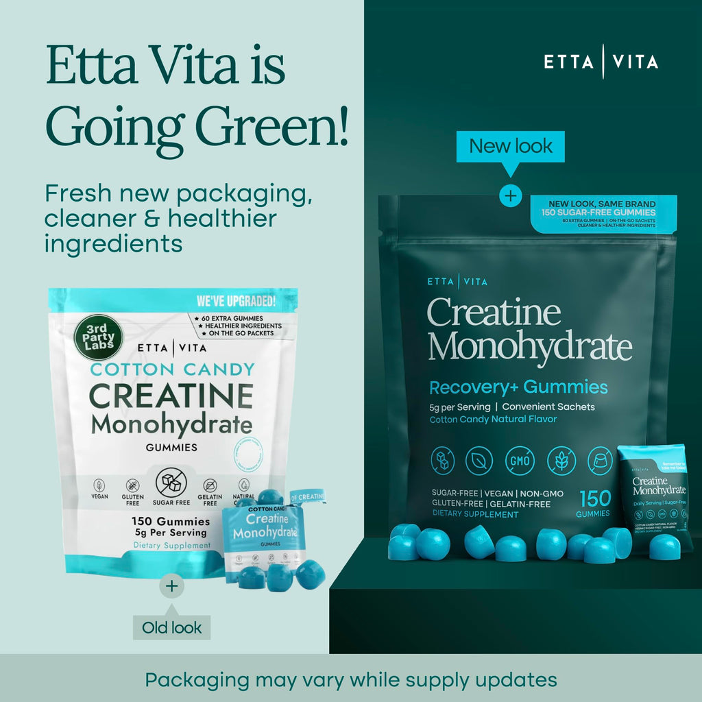 Sugar-Free Creatine Monohydrate Gummies (5g Per Packet) - Potent Creatine Gummies for Men & Women, Supplement for Muscle Support, Cognitive Function - Non-GMO, Gluten-Free, Mucuna Pruriens Etta Vita Au supplements