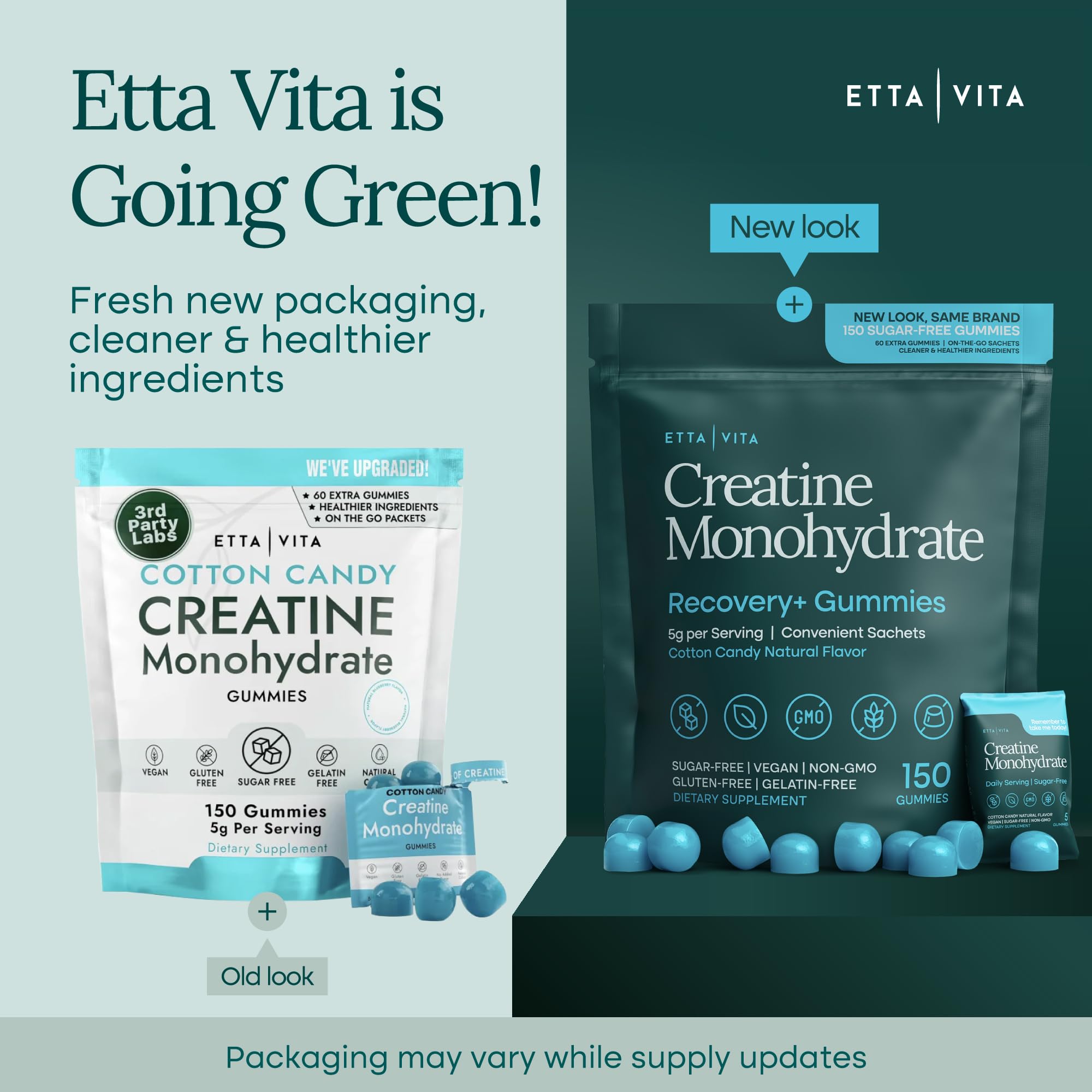Sugar-Free Creatine Monohydrate Gummies (5g Per Packet) - Potent Creatine Gummies for Men & Women, Supplement for Muscle Support, Cognitive Function - Non-GMO, Gluten-Free, Mucuna Pruriens Etta Vita Au supplements