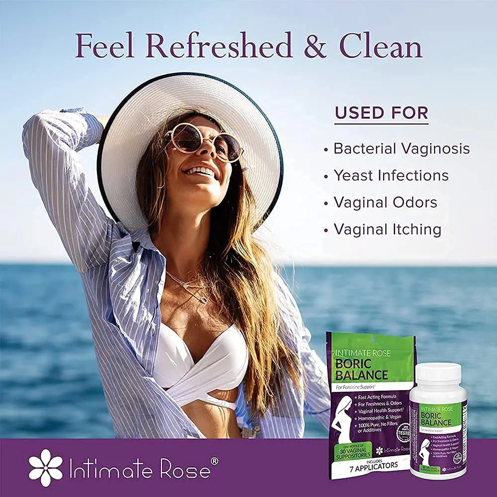 Intimate Rose Boric Acid Vaginal Suppositories - 30 Count (600mg) + 37 Applicators - Feminine Balance Intimate Rose Au supplements