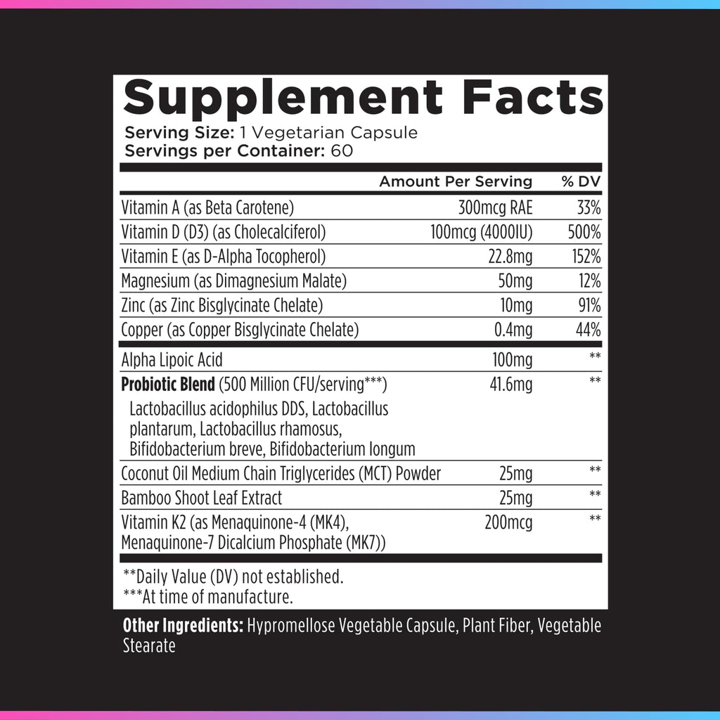 Livingood Daily Vitamin D3 K2 4000 IU Supplement, 9-in-1 Dietary Supplement for Immune Support - Made with Vitamins D, A, E, K2, Zinc, Magnesium & Probiotic Blend