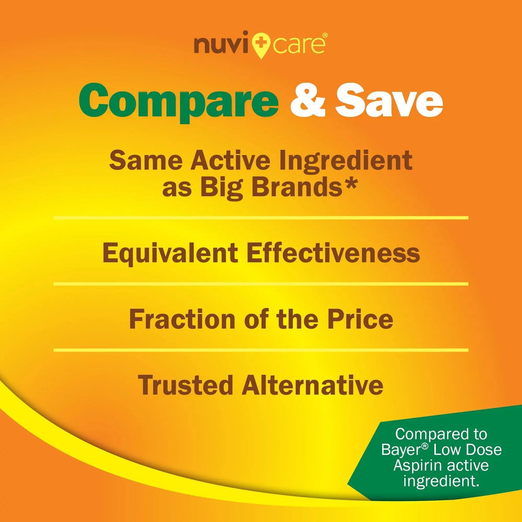 NUVICARE Low Dose Aspirin 81mg for Adults Coated Caplets - Compare to Active Ingredient in Low Dose Bayer Aspirin for Adults - Safety Coated (300 Count) NUVICARE Au supplements
