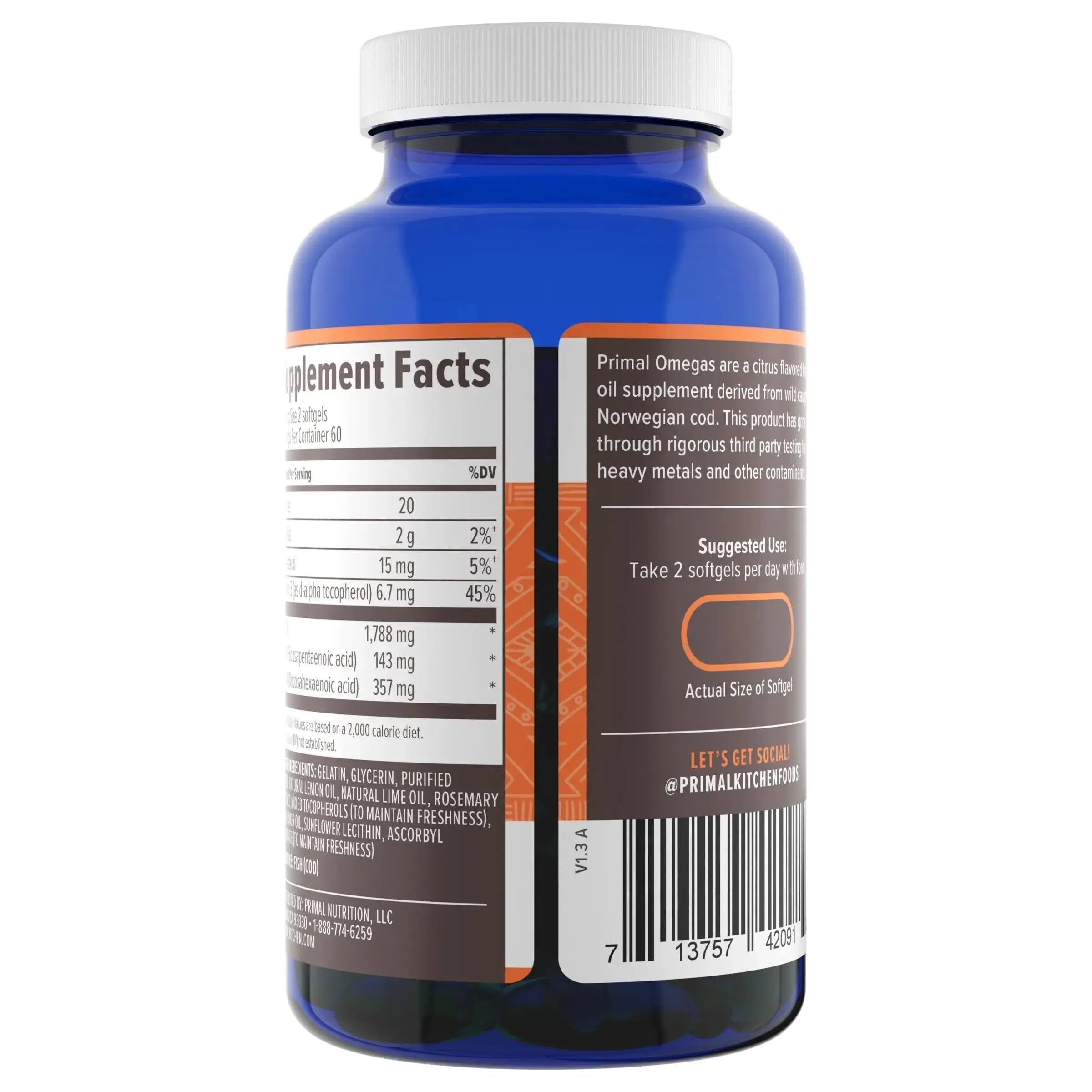 Primal Blueprint Primal Omegas, Omega-3 Fatty Acid Daily Supplement, 120 Count Primal Blueprint Au supplements