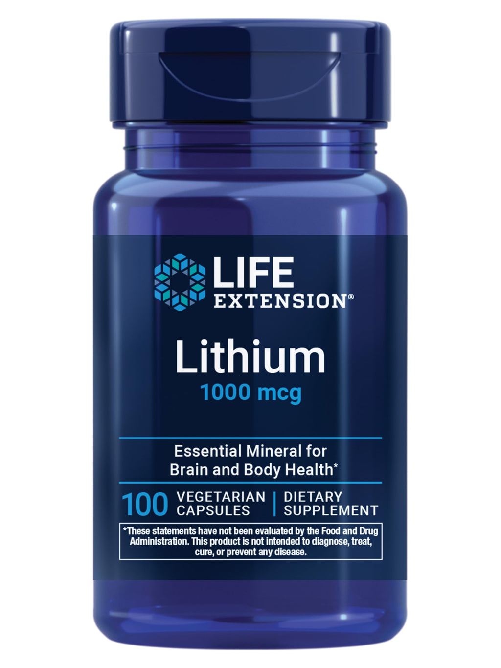 Life Extension Lithium, 1000 mcg – Lithium Orotate – Helps Maintain Cognitive Function & Memory – Low-Dose Formula – Non-GMO, Gluten-Free,