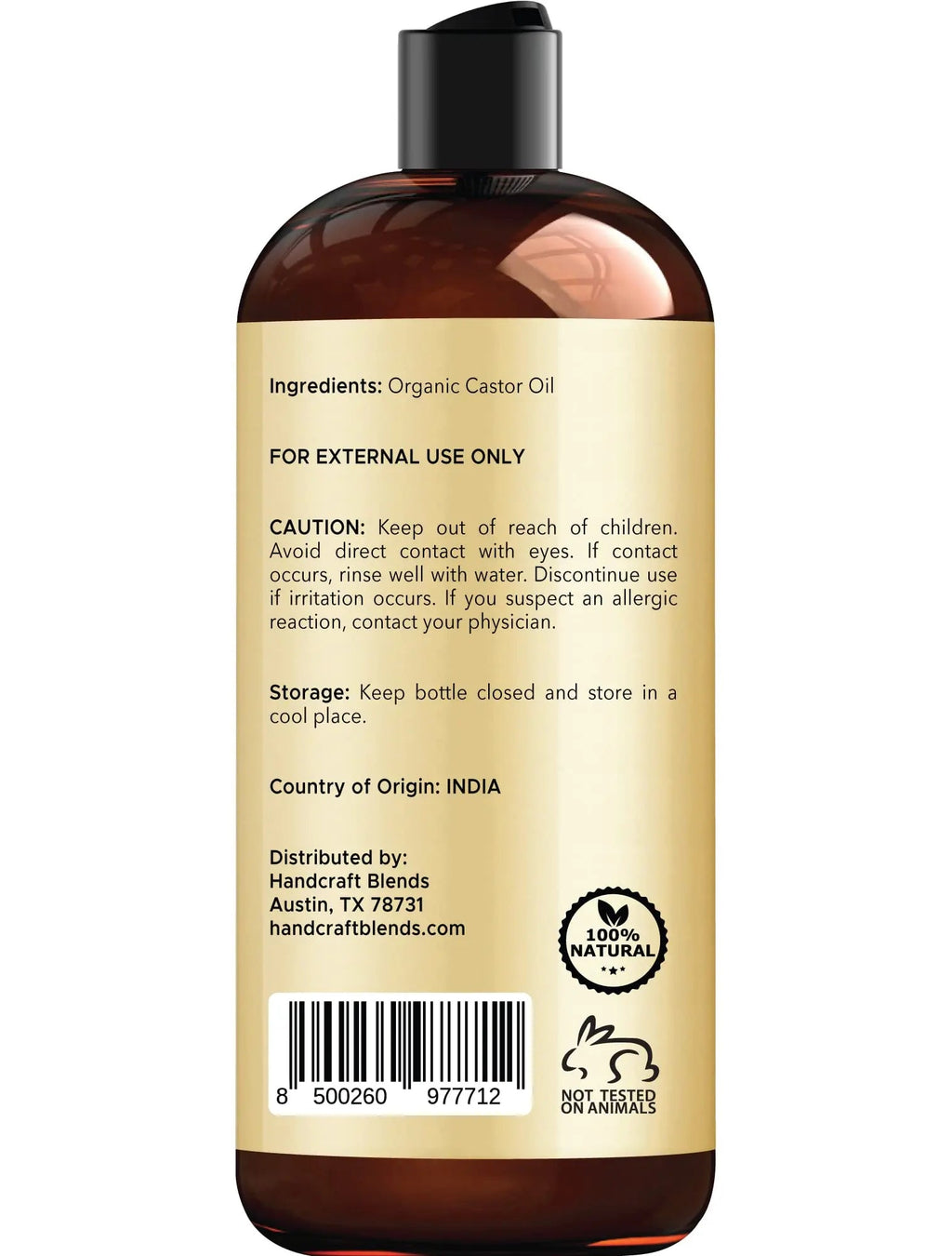 Handcraft Blends Organic Castor Oil for Hair Growth, Eyelashes and Eyebrows - 100% Pure Handcraft Blends Au supplements